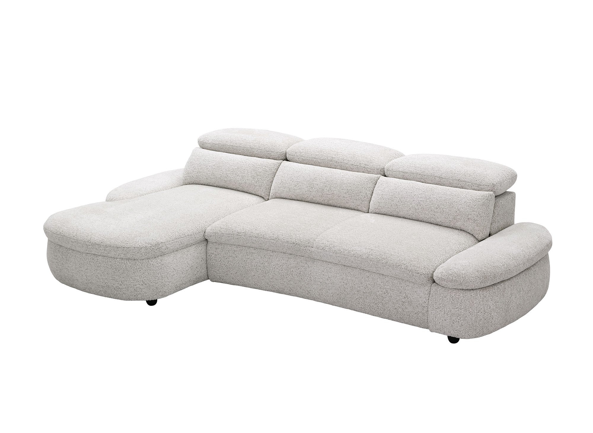 Divano angolare relax elettrico in tessuto spugna beige CLEMENT - Angolo sinistro