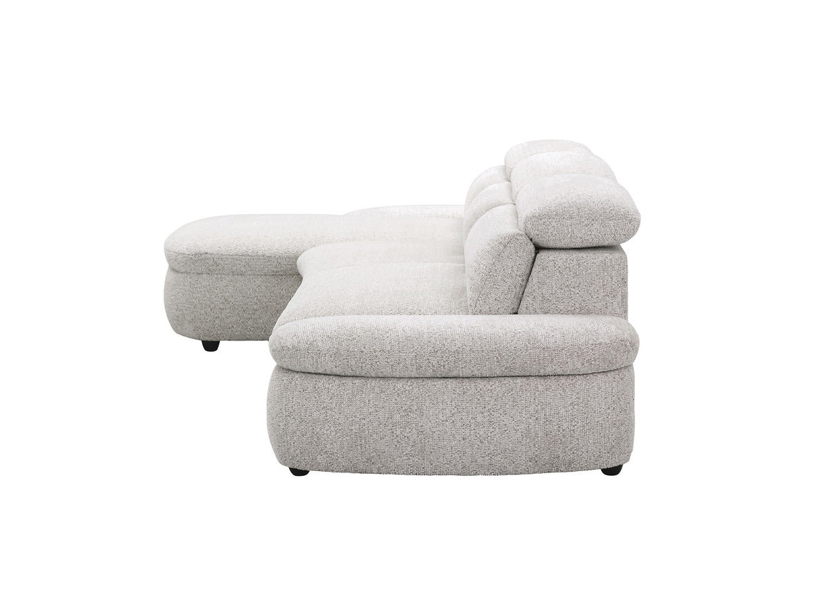 Divano angolare relax elettrico in tessuto spugna beige CLEMENT - Angolo sinistro