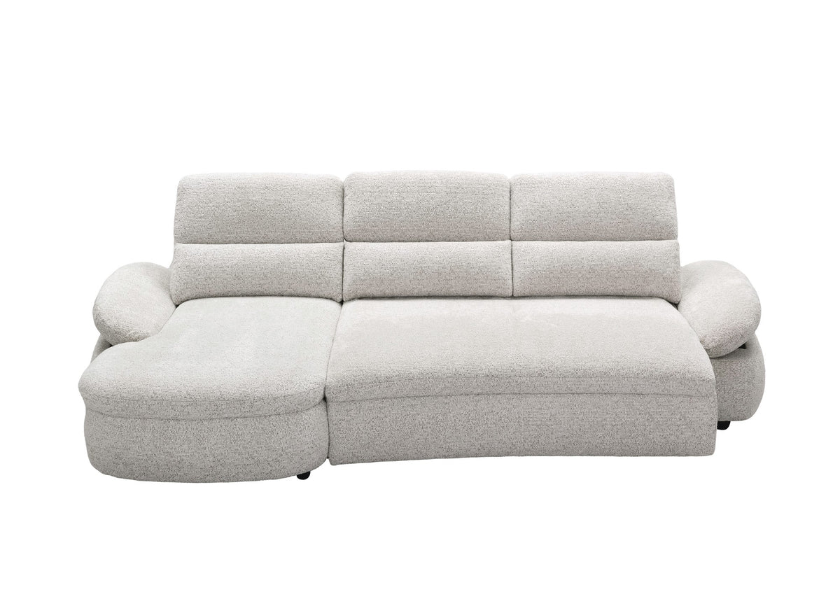Divano angolare relax elettrico in tessuto spugna beige CLEMENT - Angolo sinistro