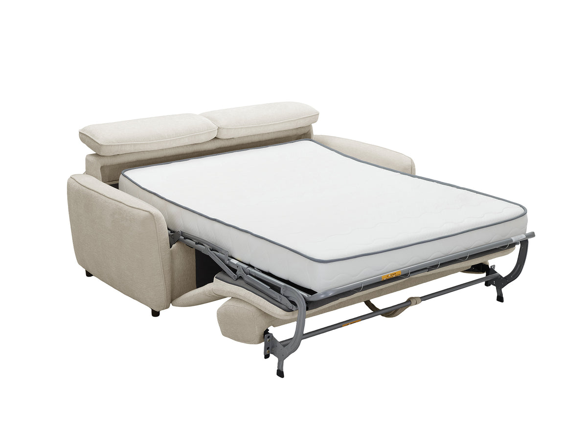 Divano trasformabile Express a 3 posti in tessuto strutturato beige JACINTHE