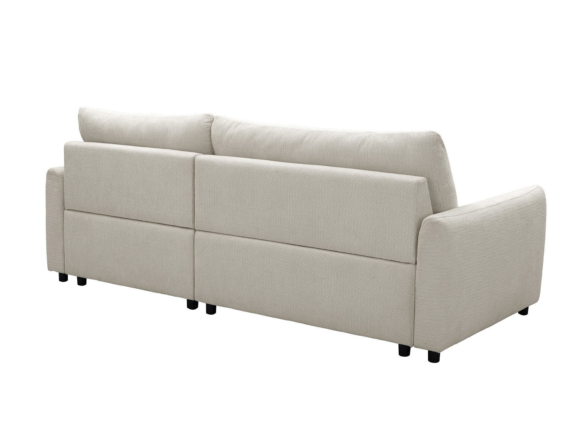 Divano angolare relax reversibile con cassapanca in tessuto strutturato beige KALINKA