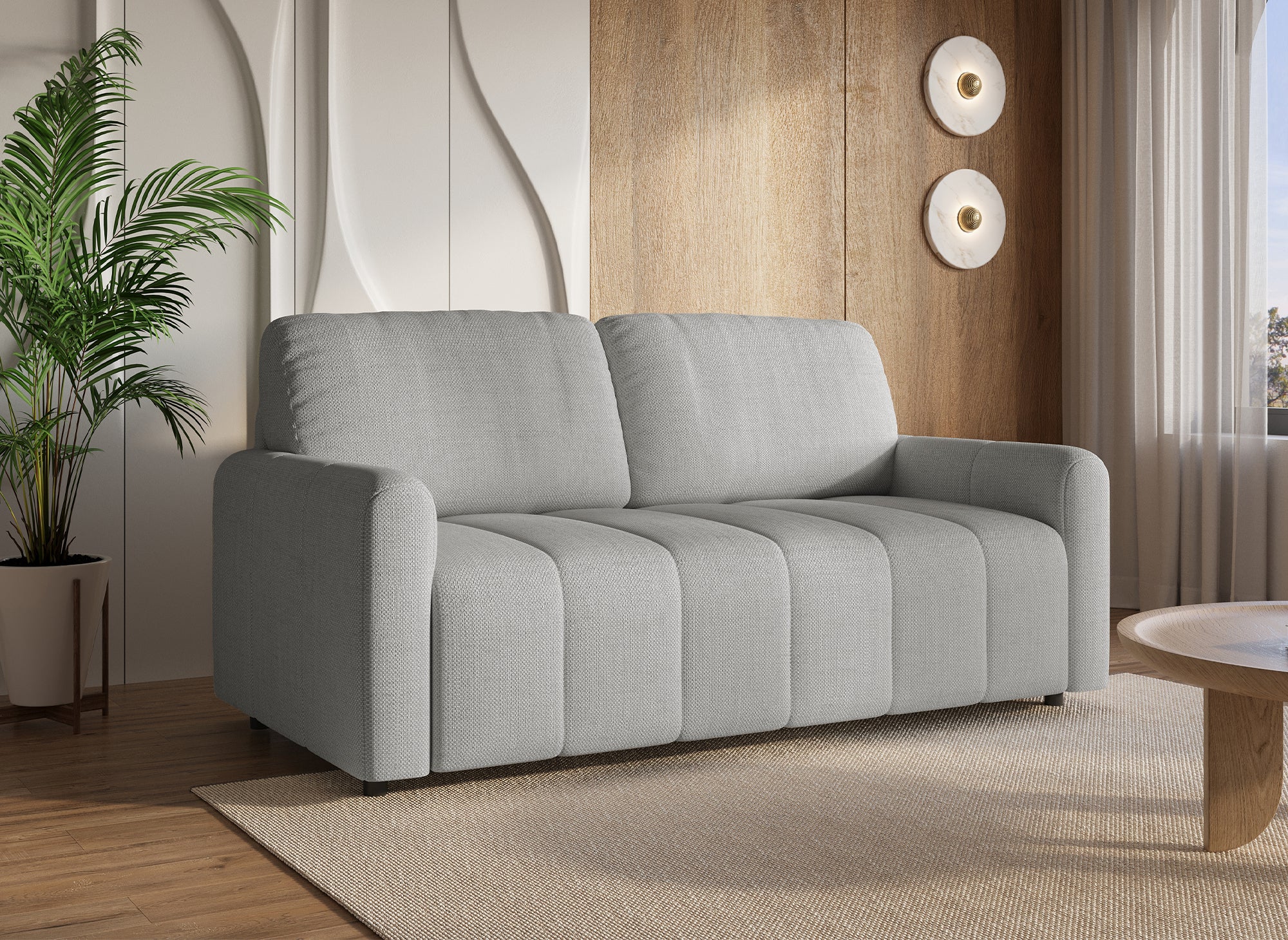 Divano trasformabile a 3 posti in tessuto grigio ISANDRO