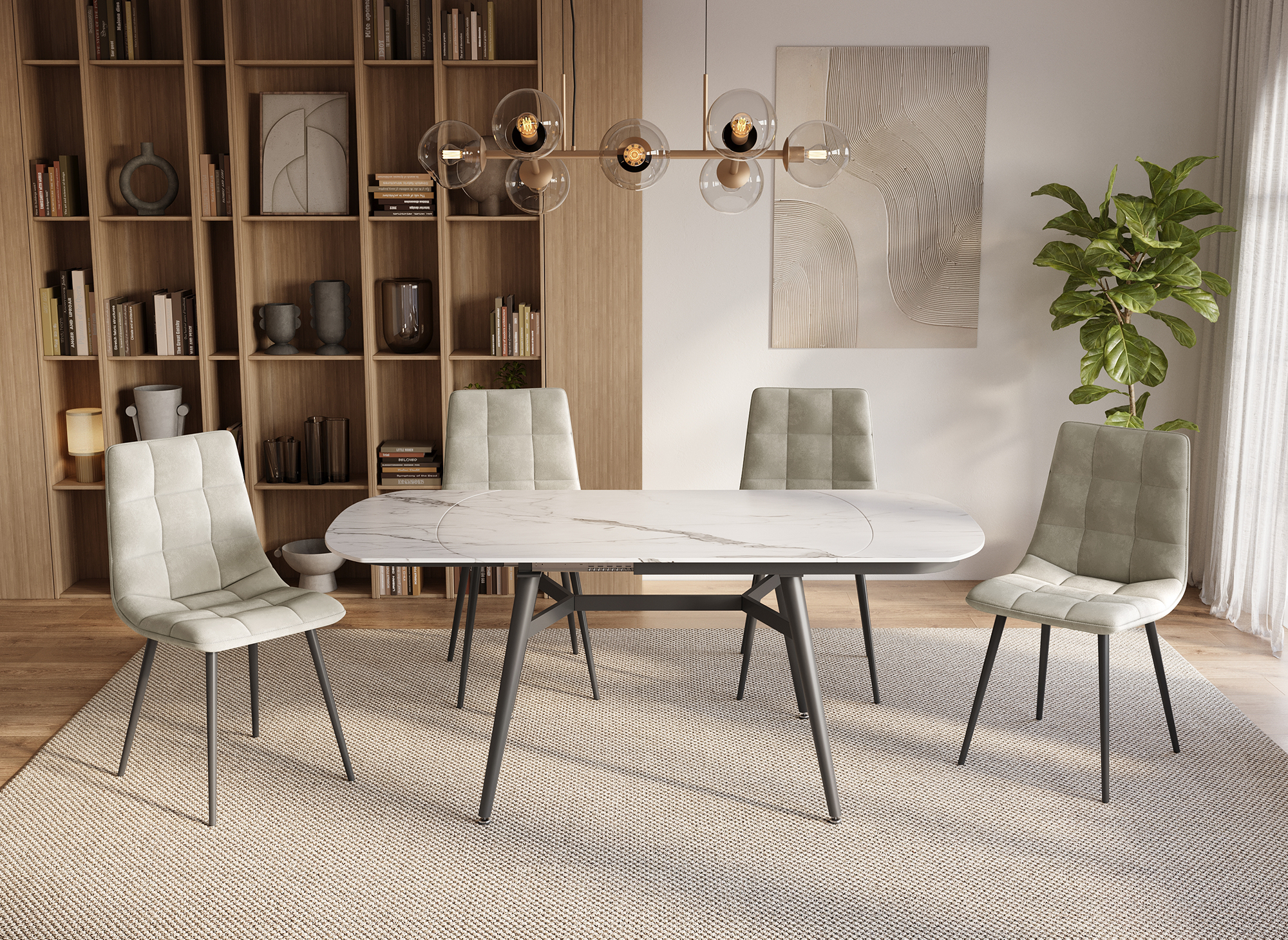 Table à manger rectangulaire extensible effet marbre JENA