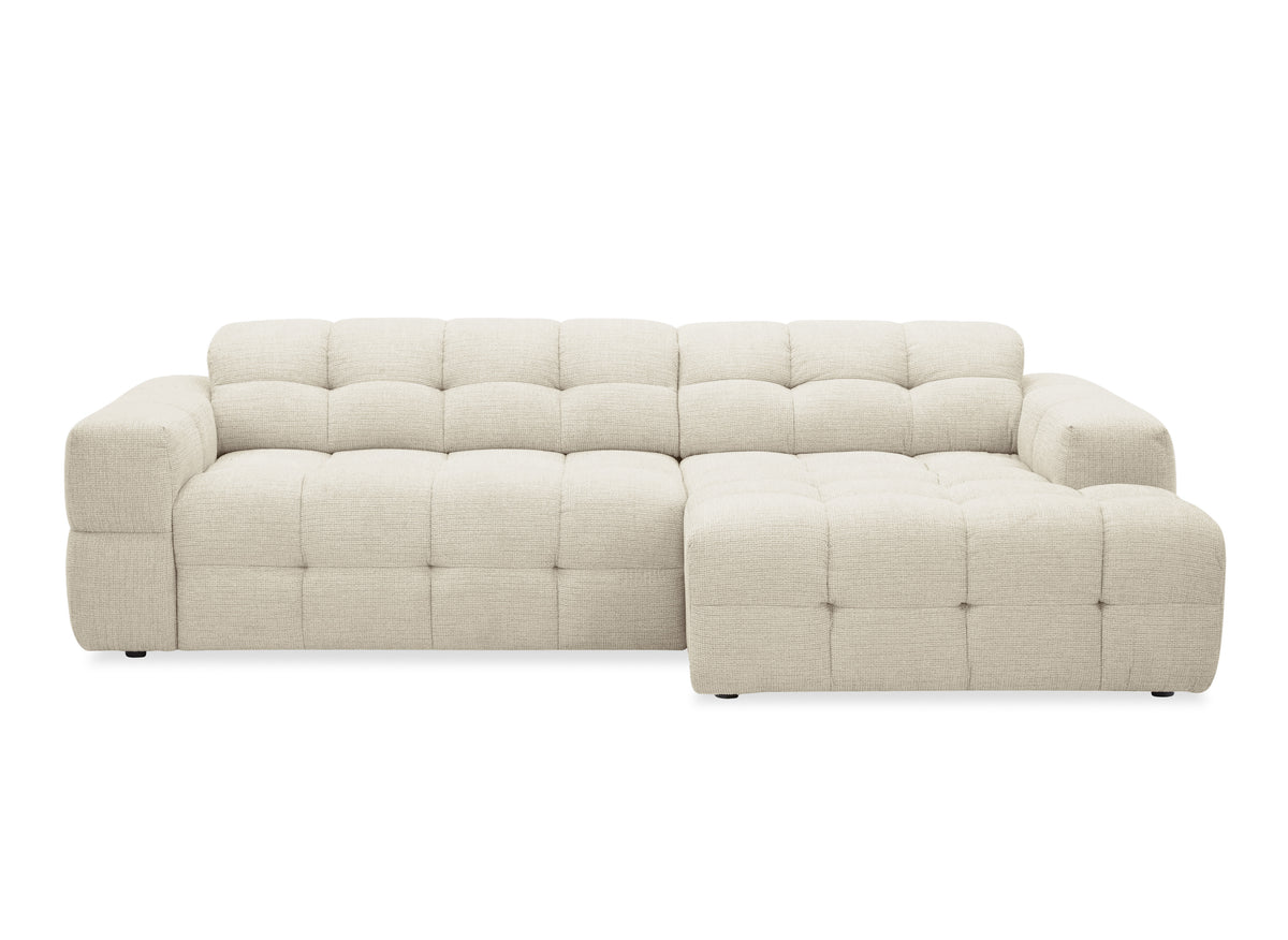 Divano angolare relax elettrico in velluto testurizzato beige FEDORA - Angolo destro