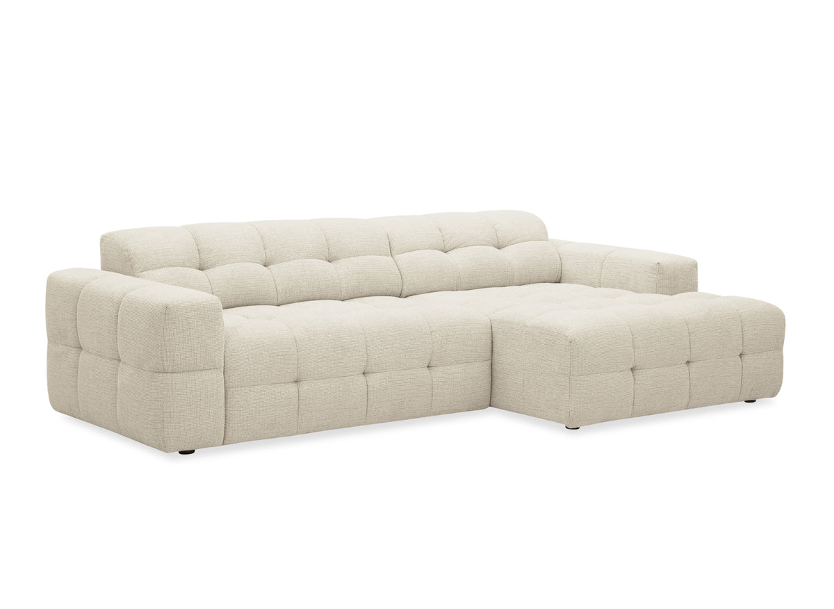 Divano angolare relax elettrico in velluto testurizzato beige FEDORA - Angolo destro