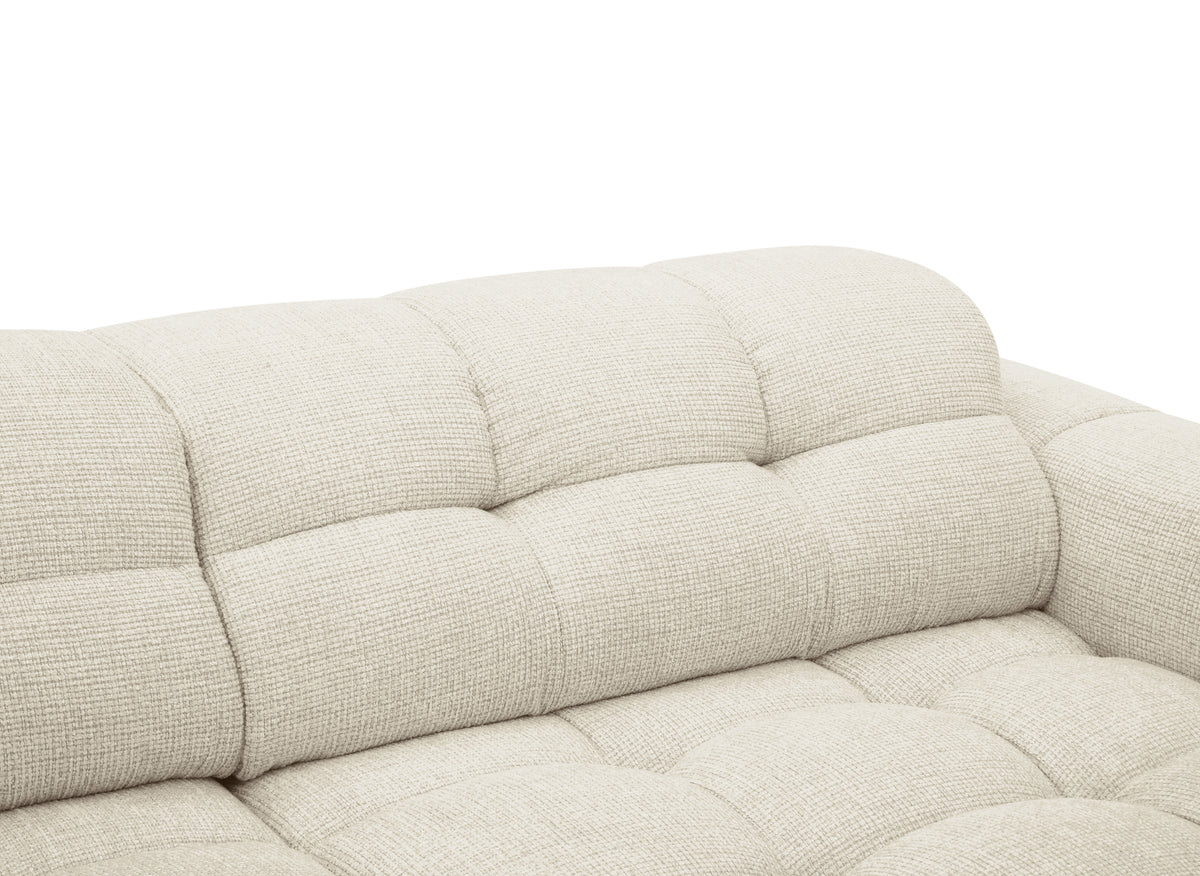 Divano angolare relax elettrico in velluto testurizzato beige FEDORA - Angolo destro