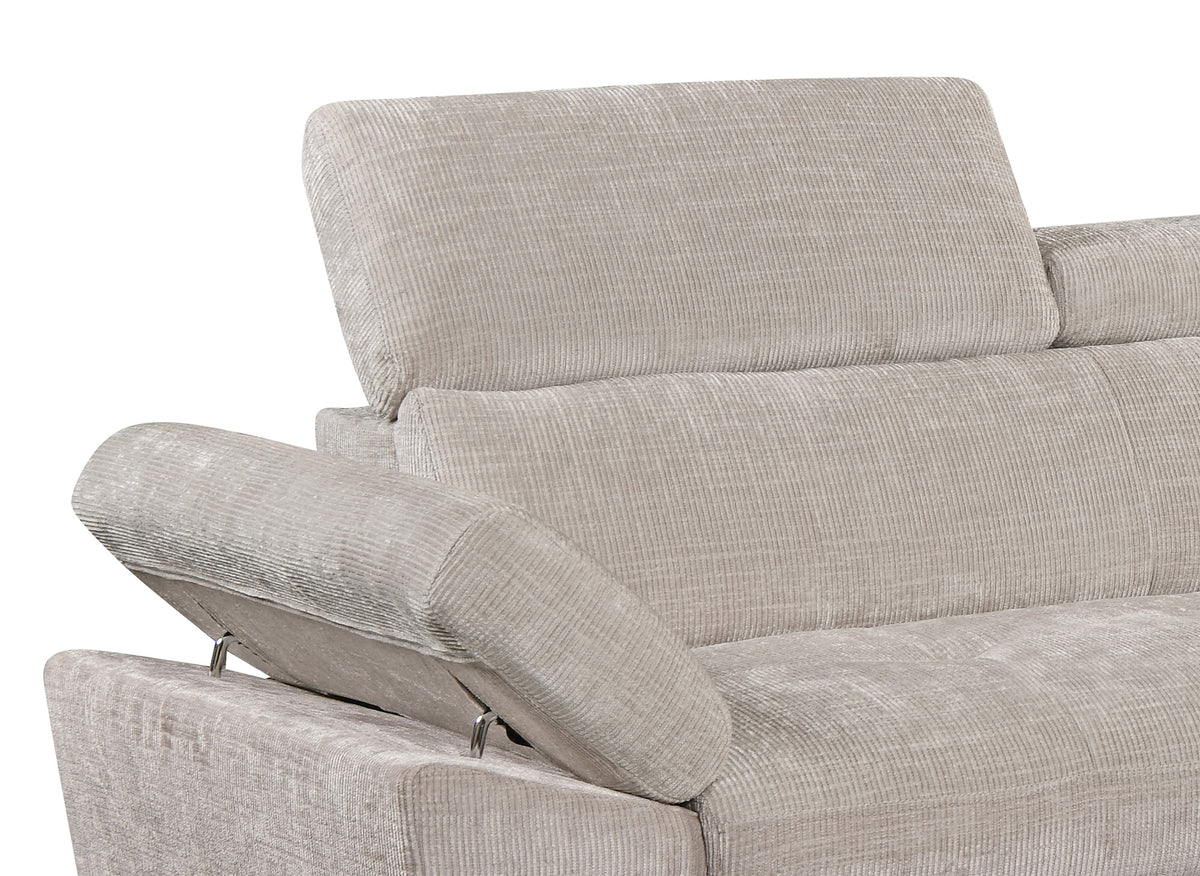 Divano angolare trasformabile in velluto screziato beige MONICA - Angolo retto