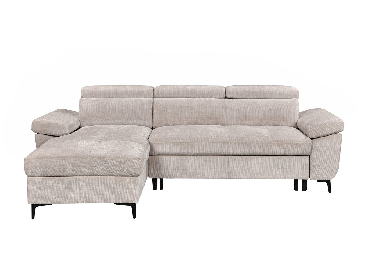 Divano angolare trasformabile in velluto screziato beige MONICA - Angolo sinistro