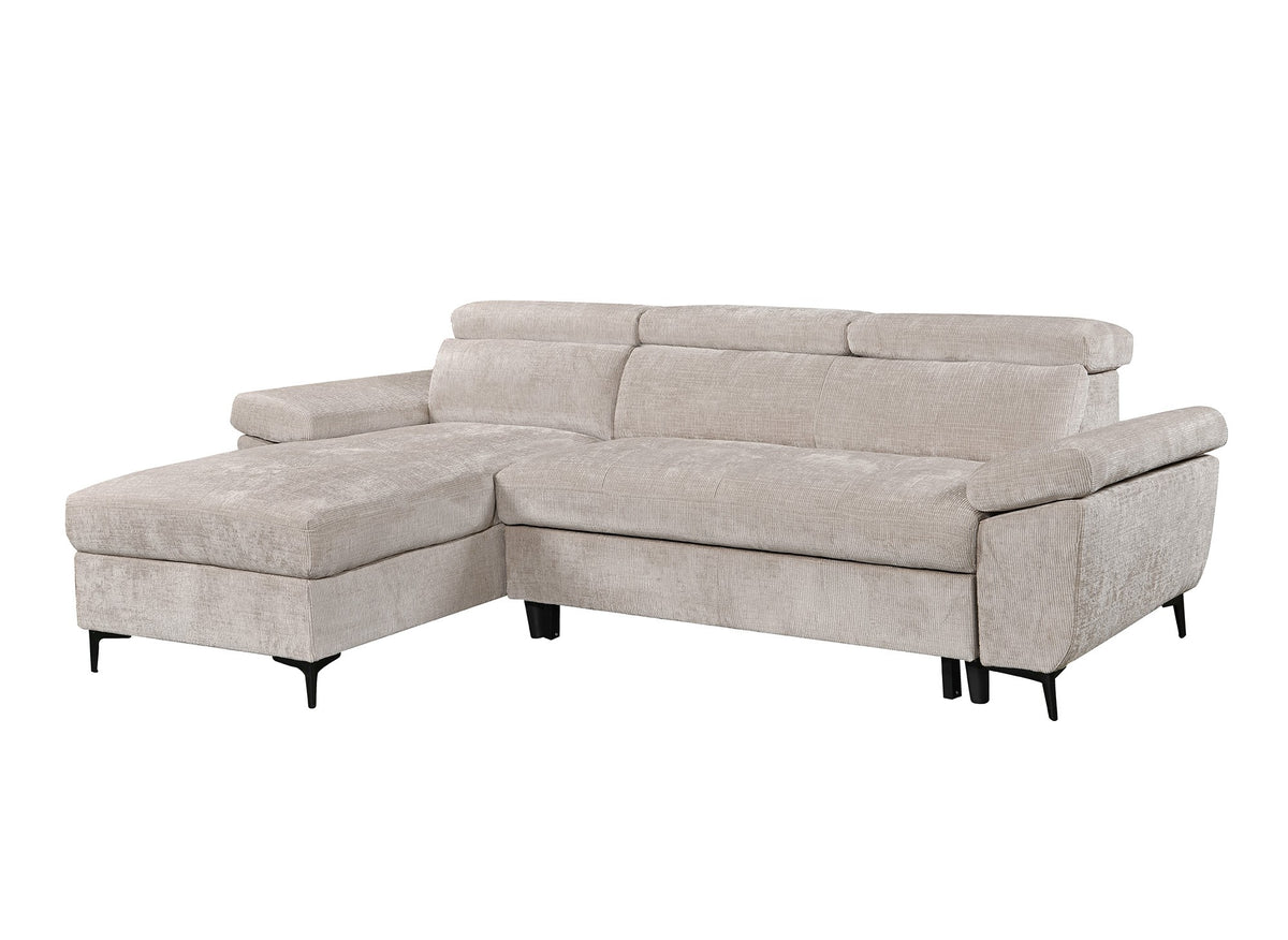 Divano angolare trasformabile in velluto screziato beige MONICA - Angolo sinistro
