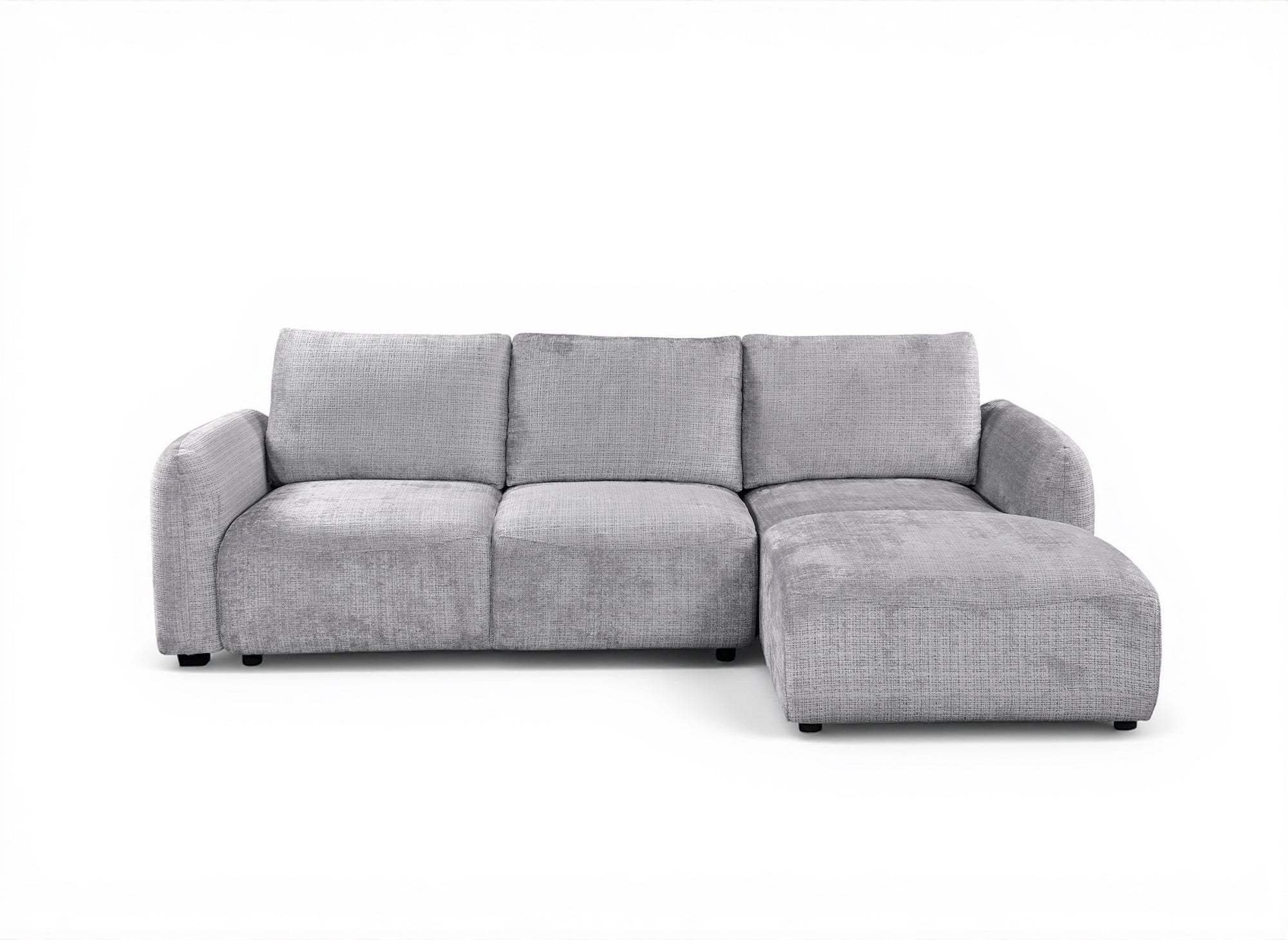 Divano angolare trasformabile con cassapanca in velluto mélange grigio MARLA - Angolo retto