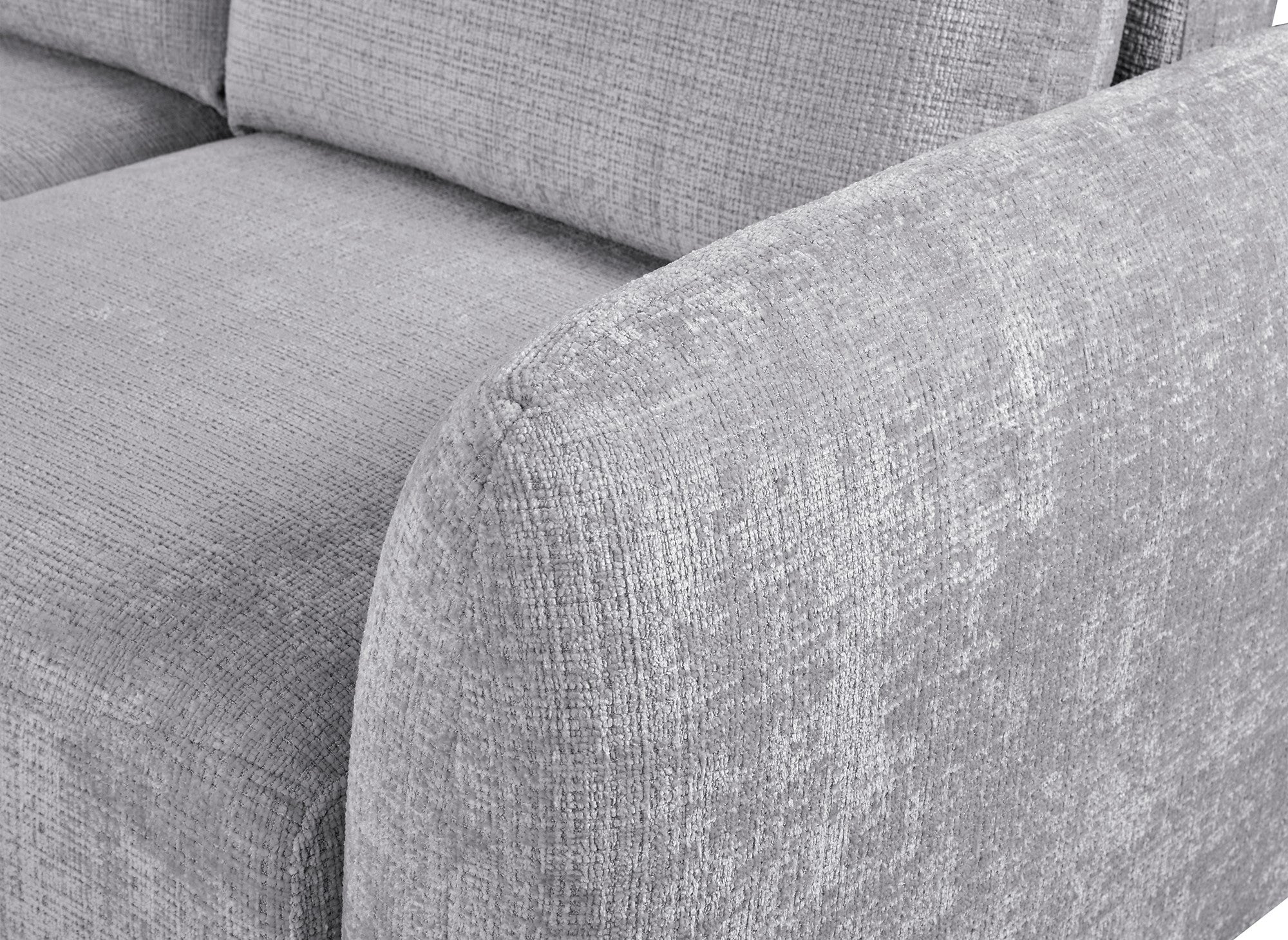 Divano angolare trasformabile con cassapanca in velluto mélange grigio MARLA - Angolo sinistro