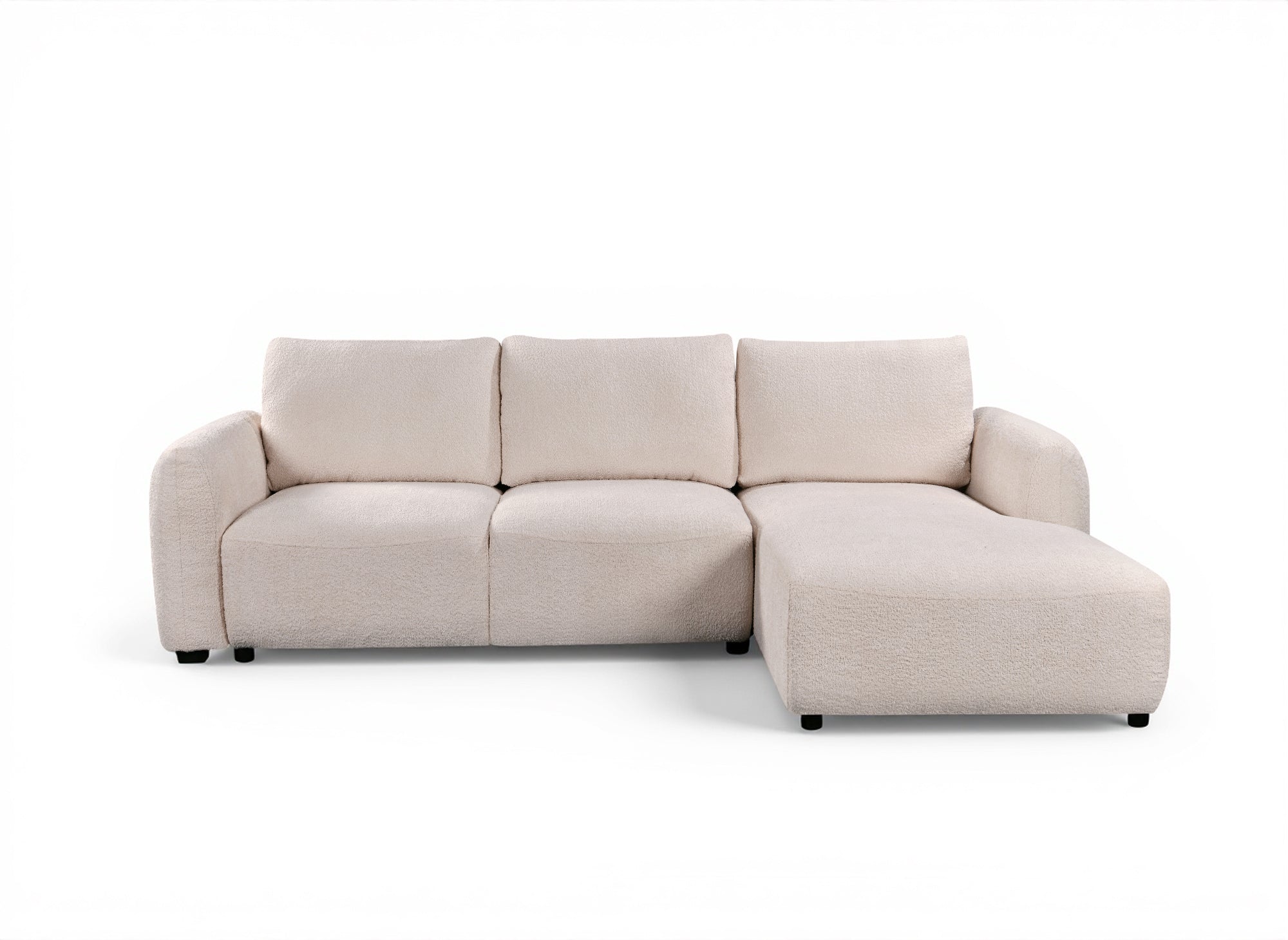 Divano angolare trasformabile con cassapanca in tessuto spugna beige MARLA - Angolo retto