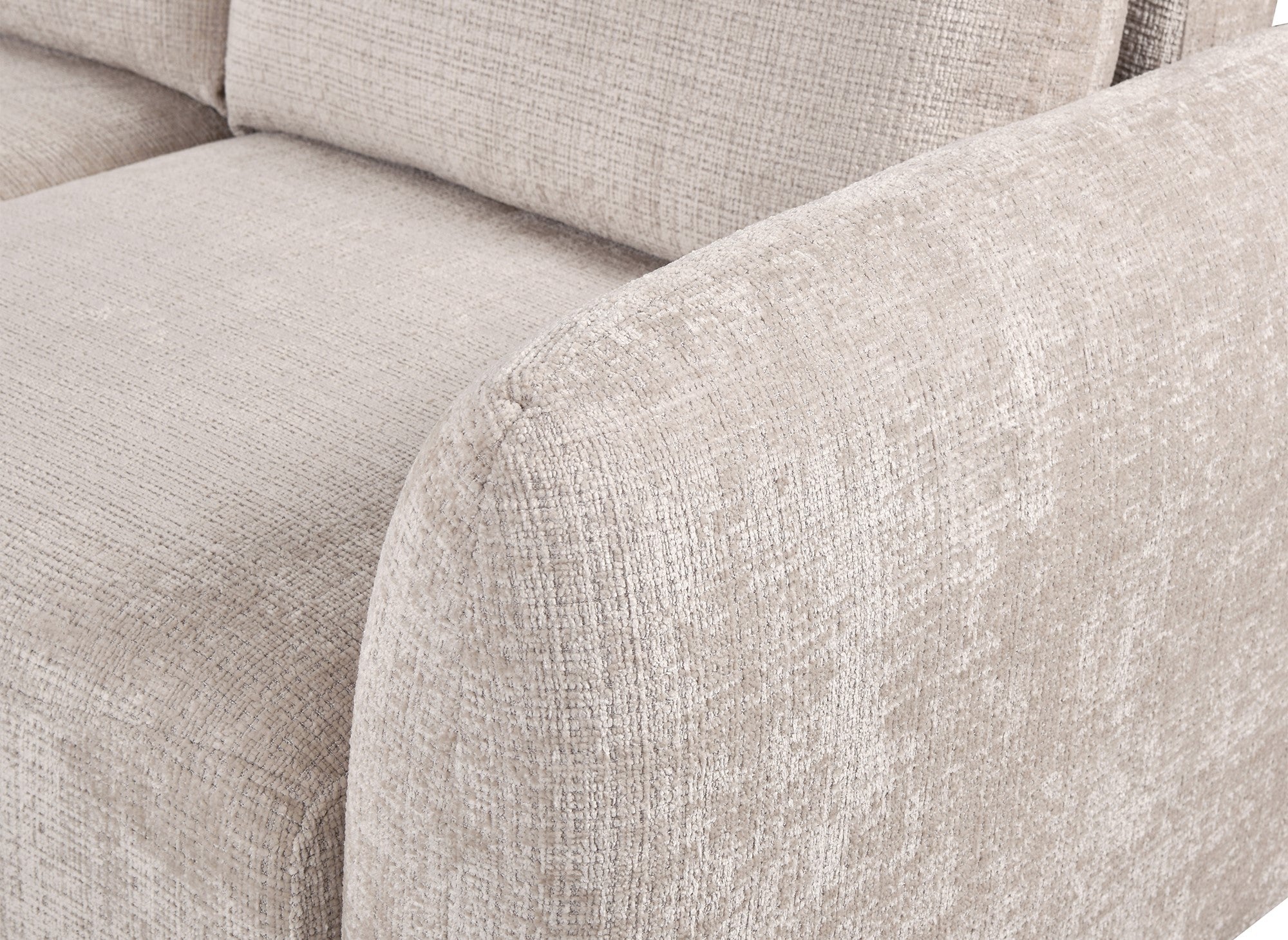 Divano angolare trasformabile con cassapanca in velluto screziato beige MARLA - Angolo sinistro