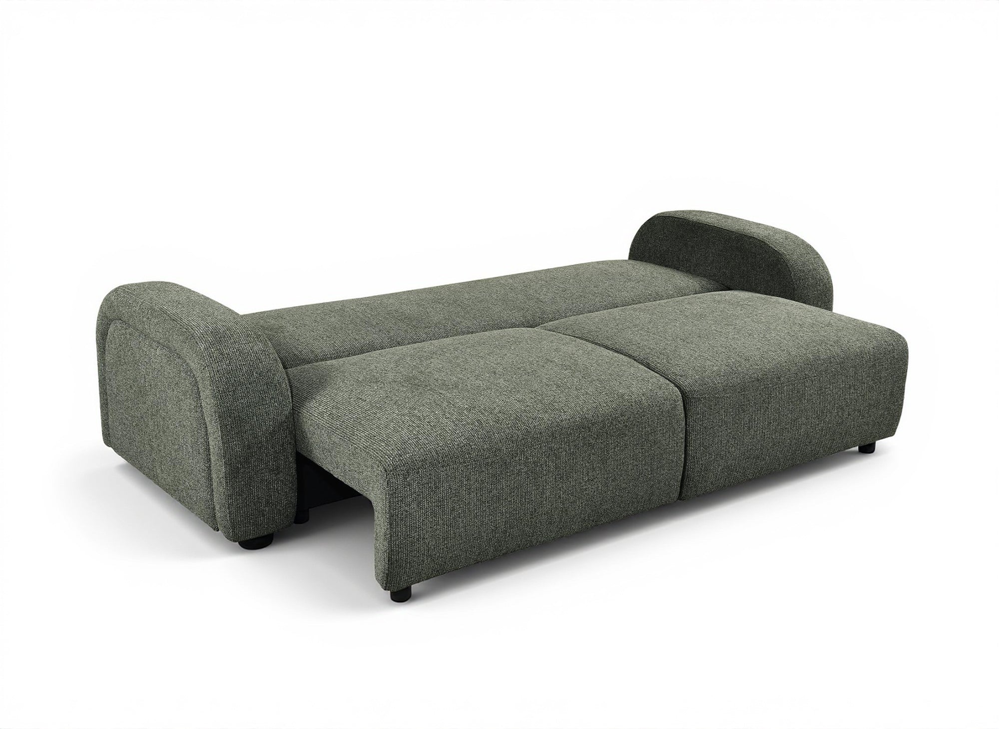 Divano trasformabile a 3 posti in tessuto spugna verde MAYORA