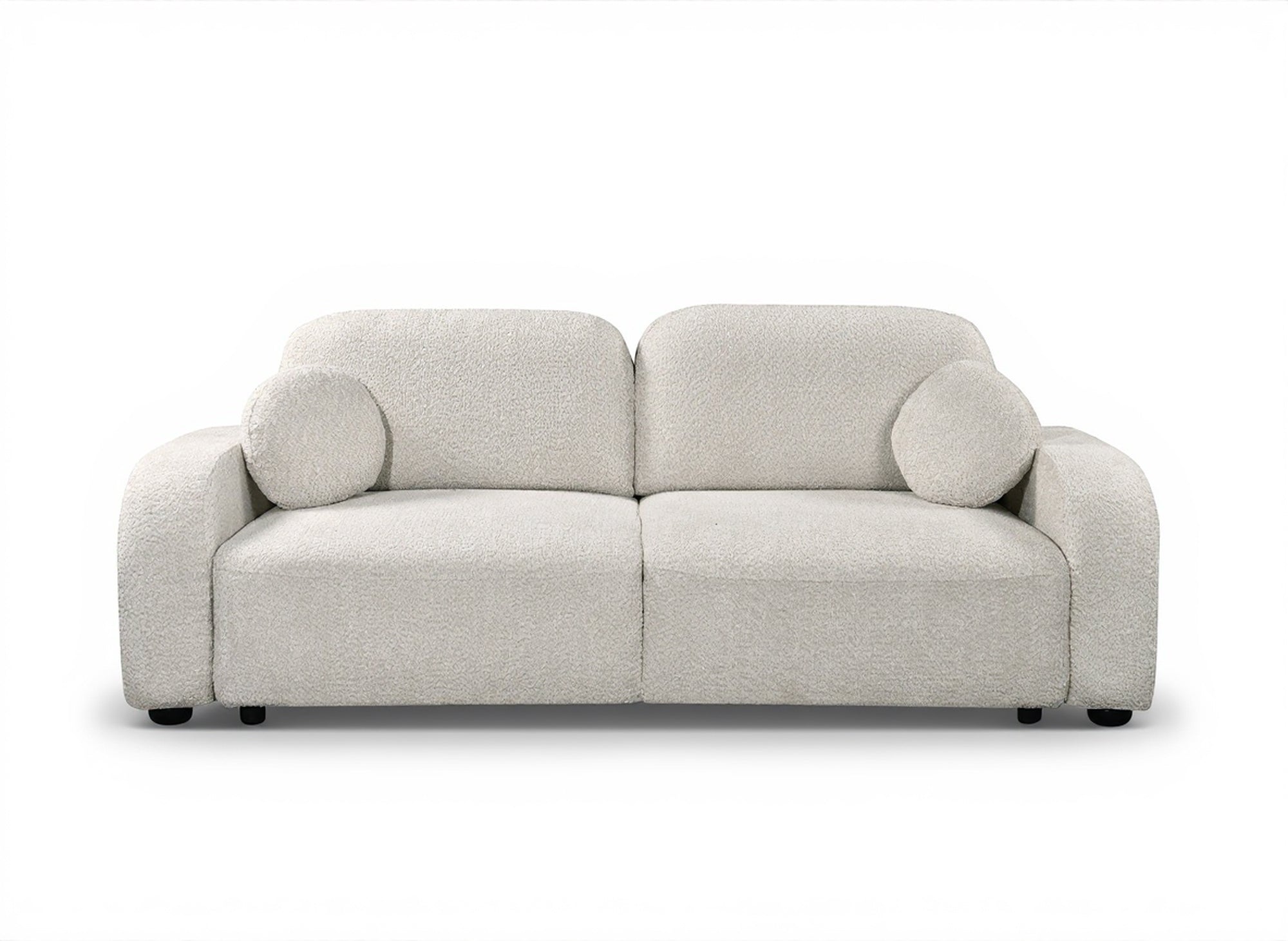 Divano trasformabile a 3 posti in tessuto French terry color écru MAYORA