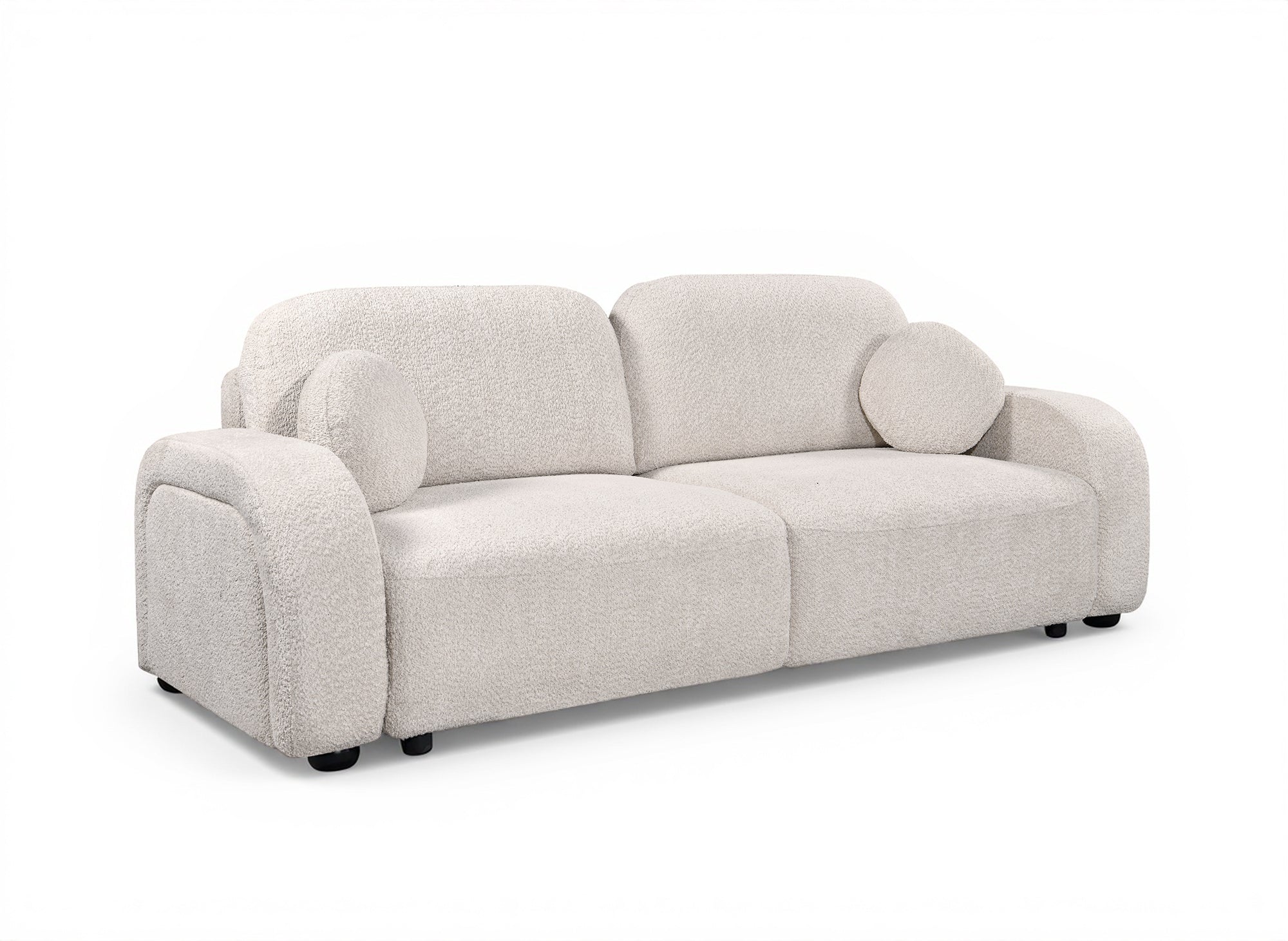 Divano trasformabile a 3 posti in tessuto French terry color écru MAYORA