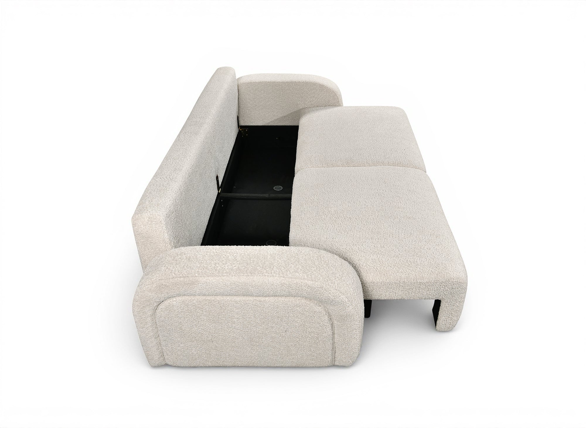 Divano trasformabile a 3 posti in tessuto French terry color écru MAYORA