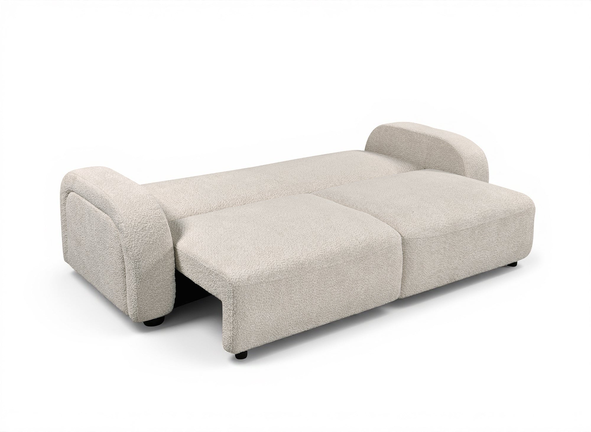 Divano trasformabile a 3 posti in tessuto French terry color écru MAYORA