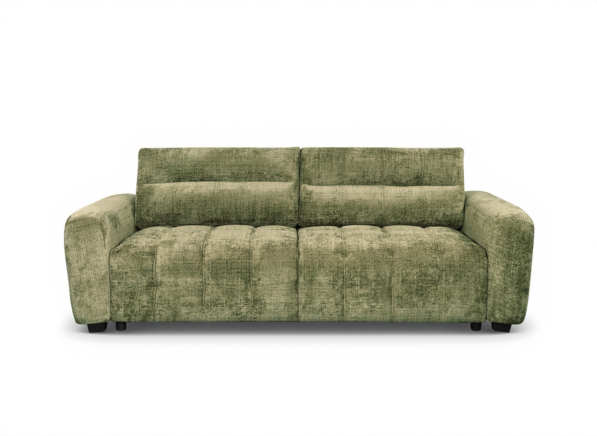 Divano trasformabile con cassapanca a 3 posti in velluto screziato verde oliva RALYA