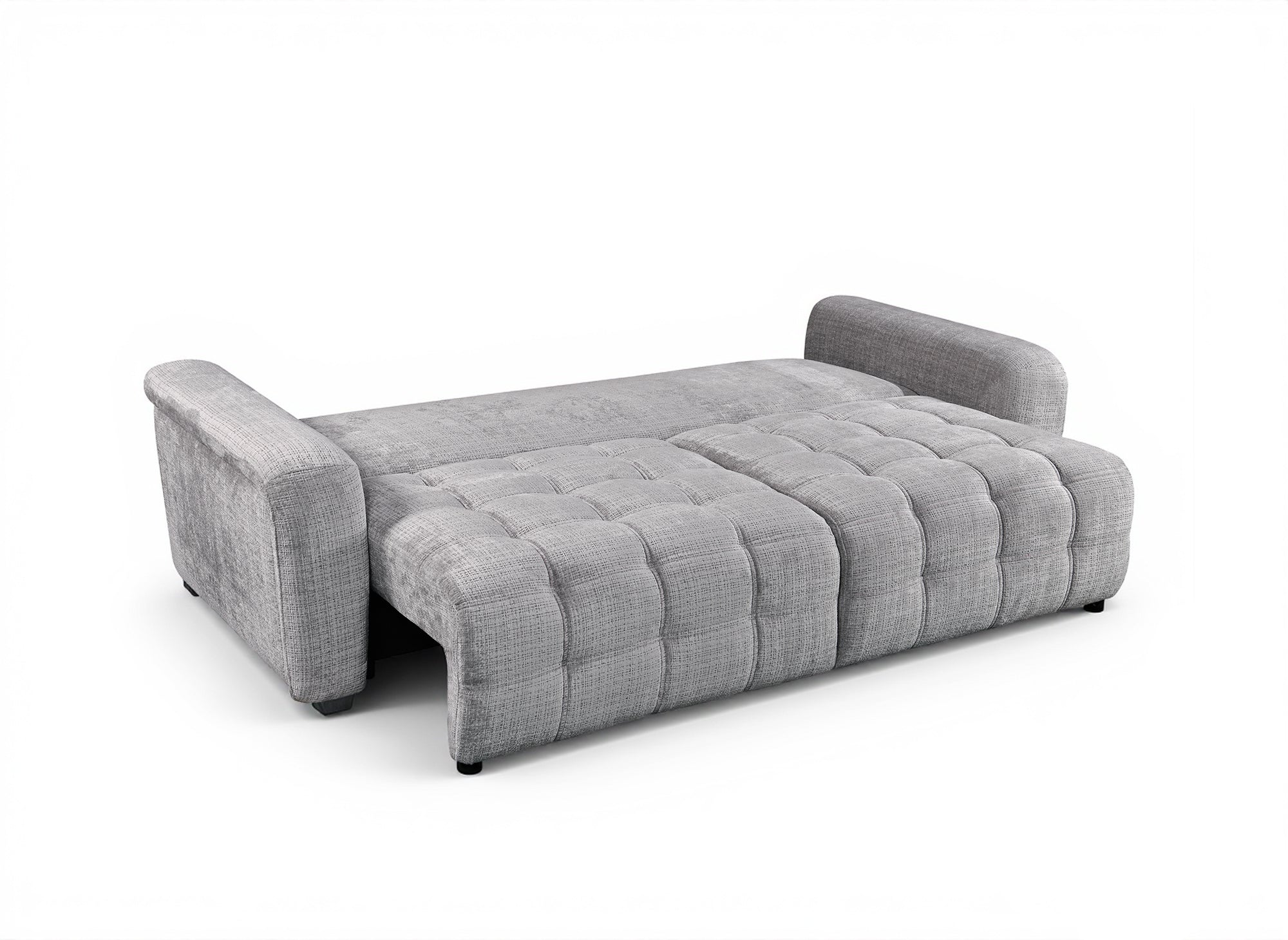 Divano trasformabile con cassapanca a 3 posti in velluto screziato grigio RALYA