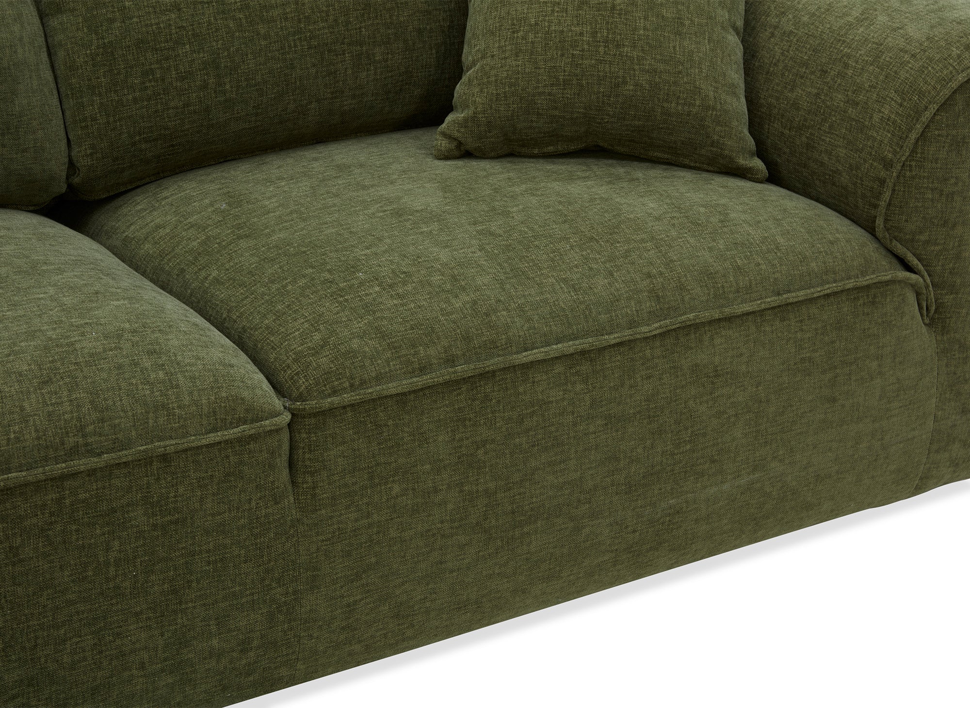 Divano dritto a 3 posti in velluto screziato verde oliva ABELIA