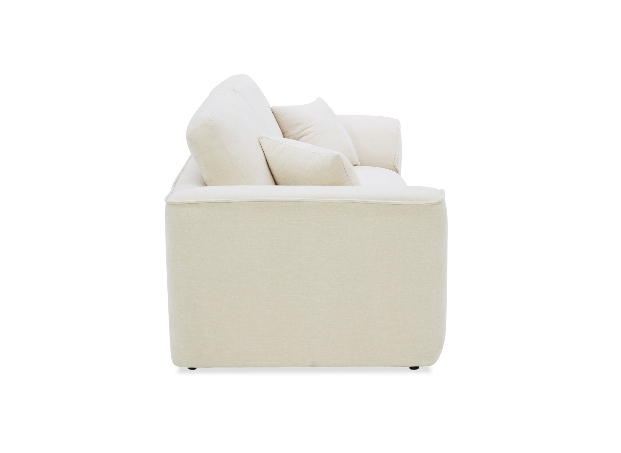 Divano dritto a 3 posti in velluto screziato beige ABELIA