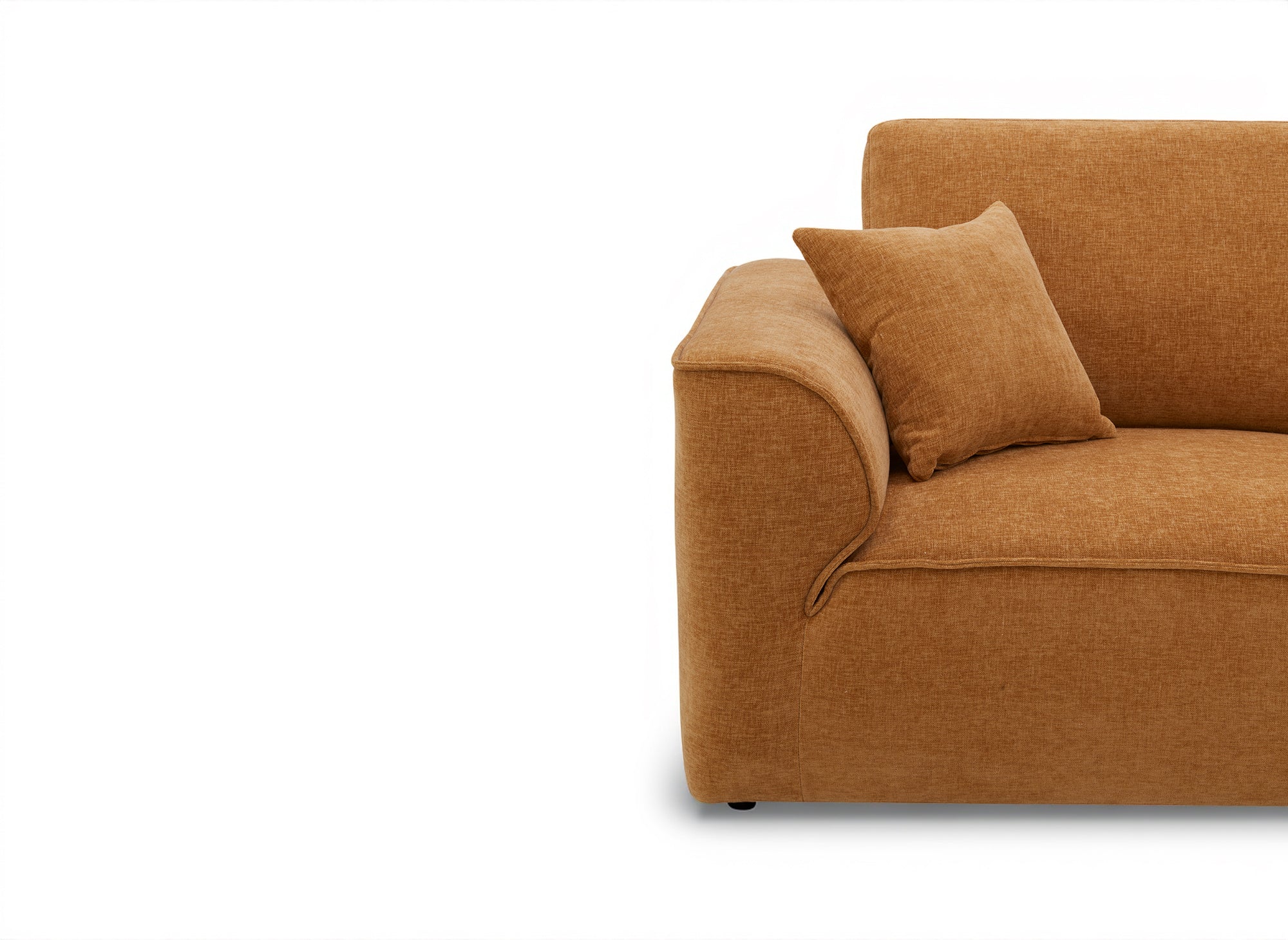 Divano dritto a 3 posti in velluto mélange senape ABELIA