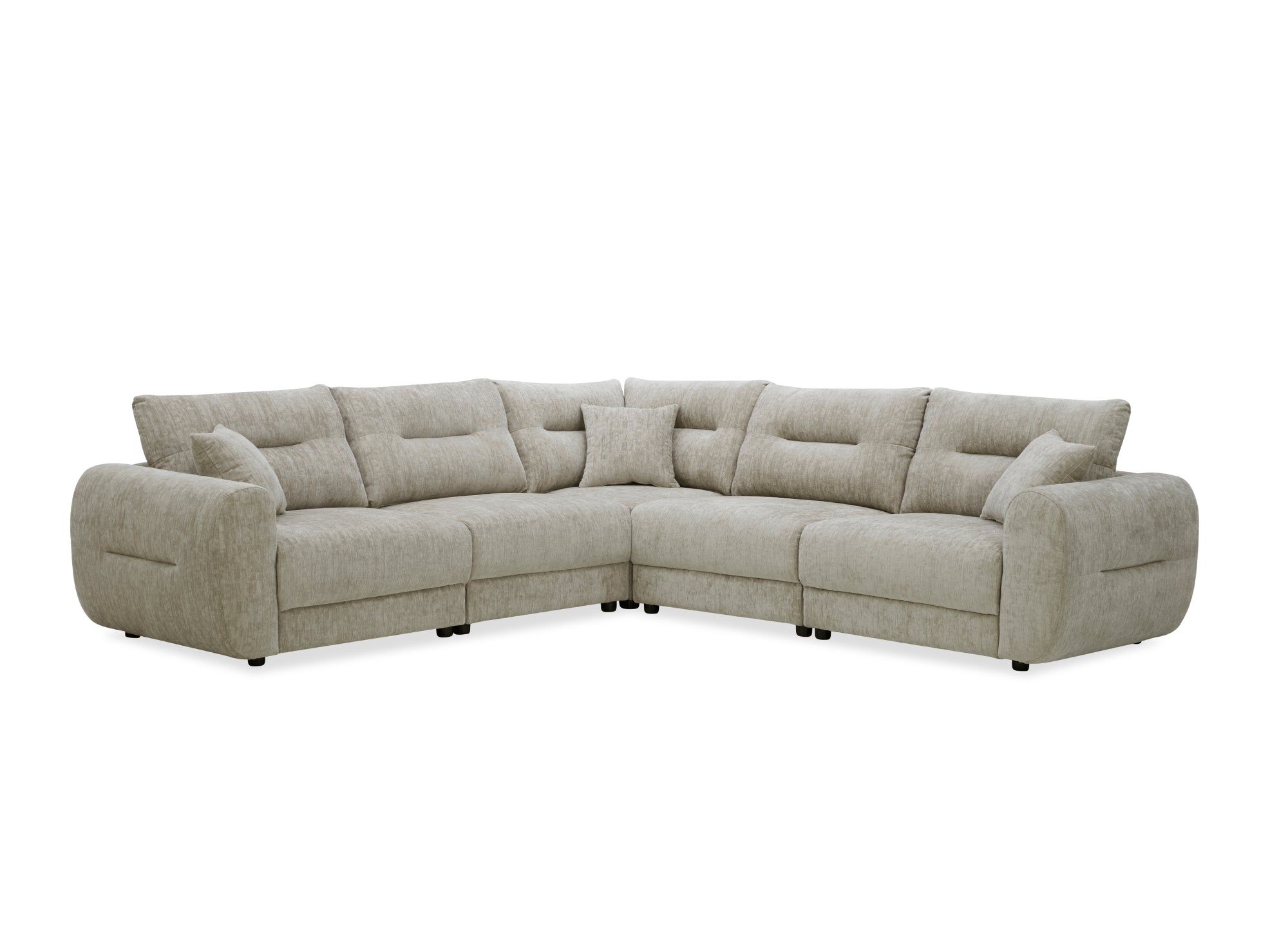 Divano angolare in velluto screziato color talpa BALIANE