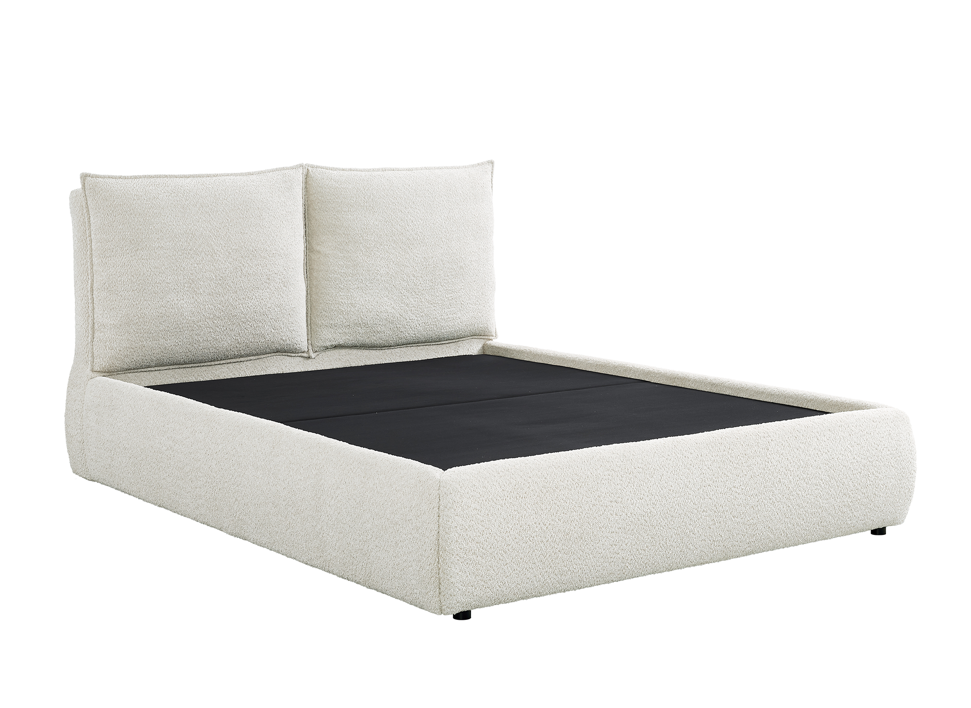 Lit coffre en tissu bouclette beige 140x190 cm MELY