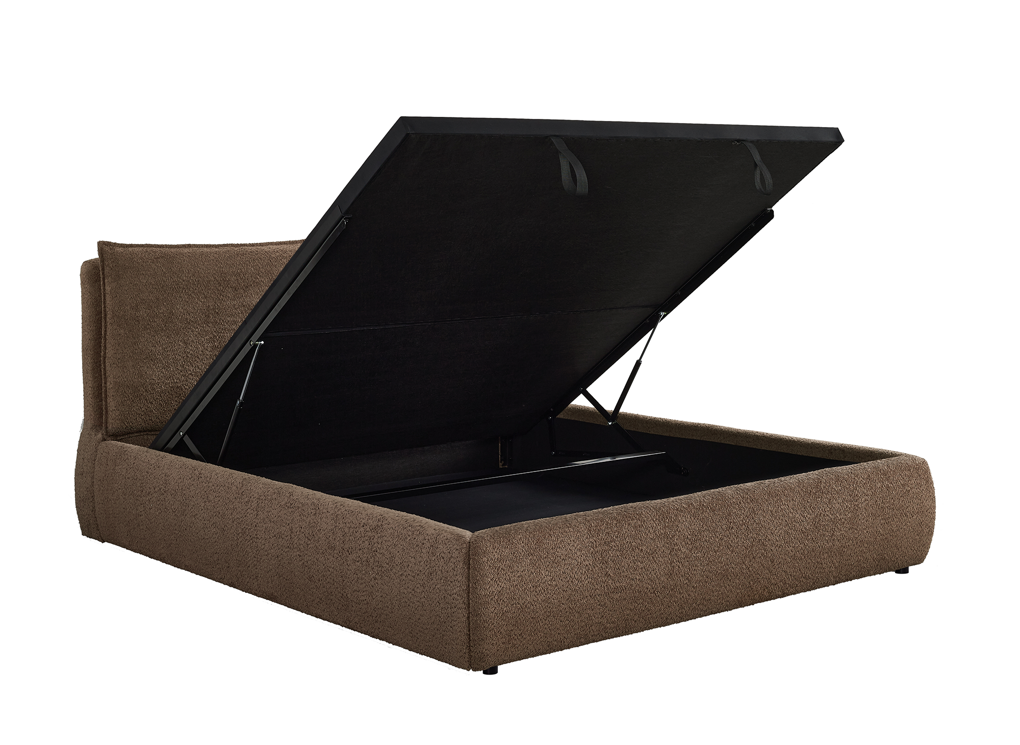 Lit coffre en tissu bouclette marron 180x200 cm MELY