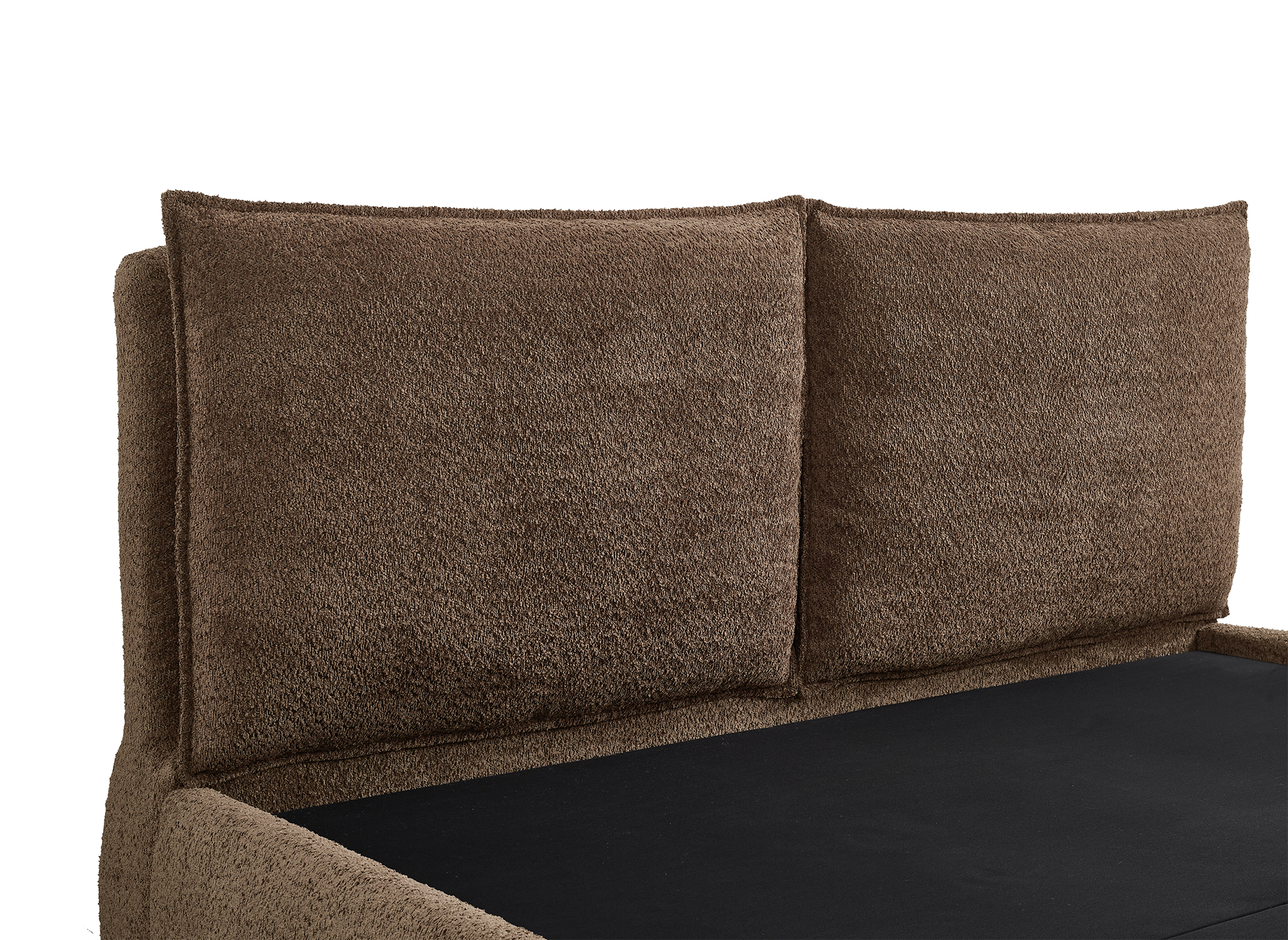 Lit coffre en tissu bouclette marron 160x200 cm MELY
