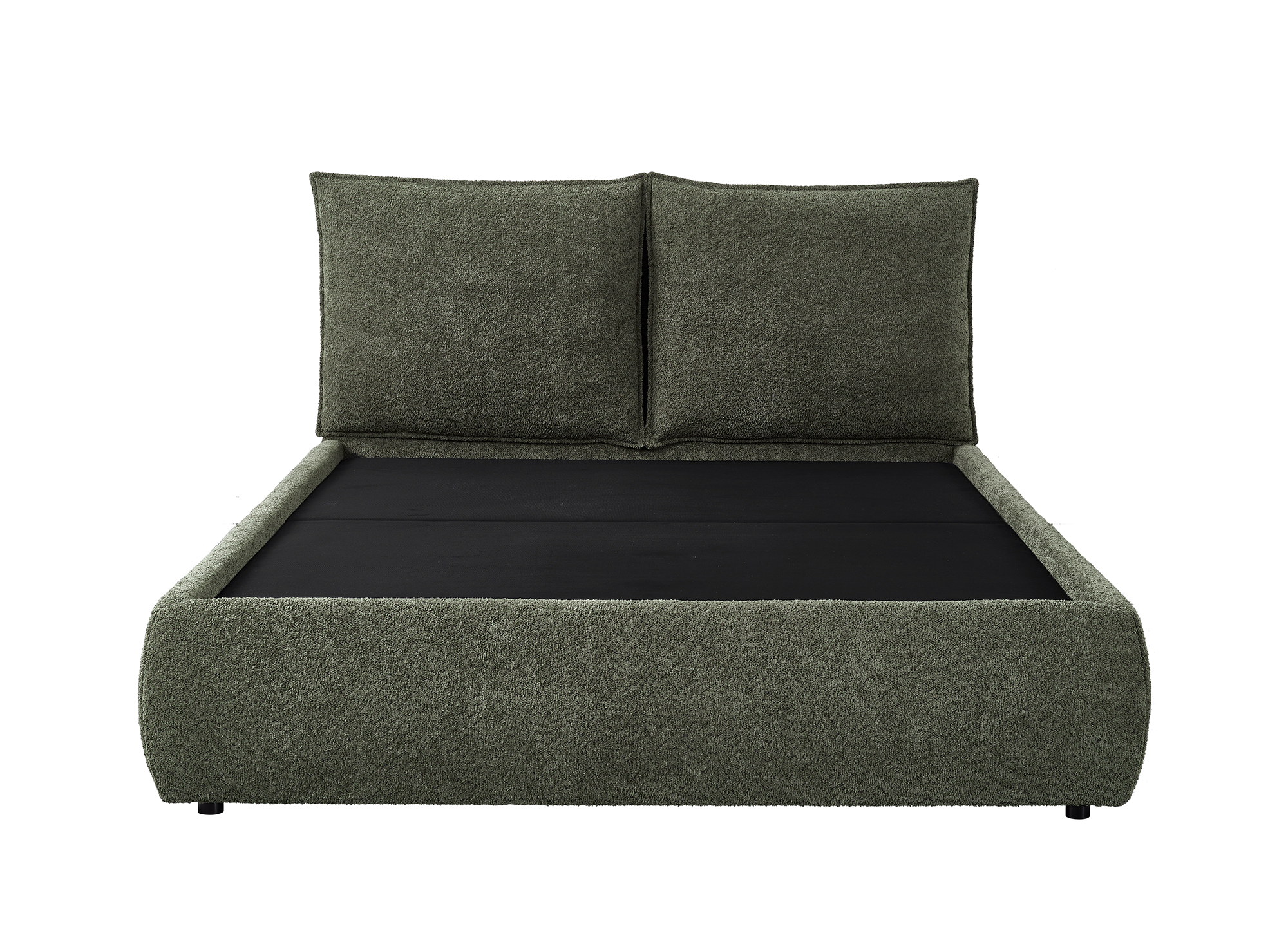 Lit coffre en tissu bouclette vert olive 180x200 cm MELY
