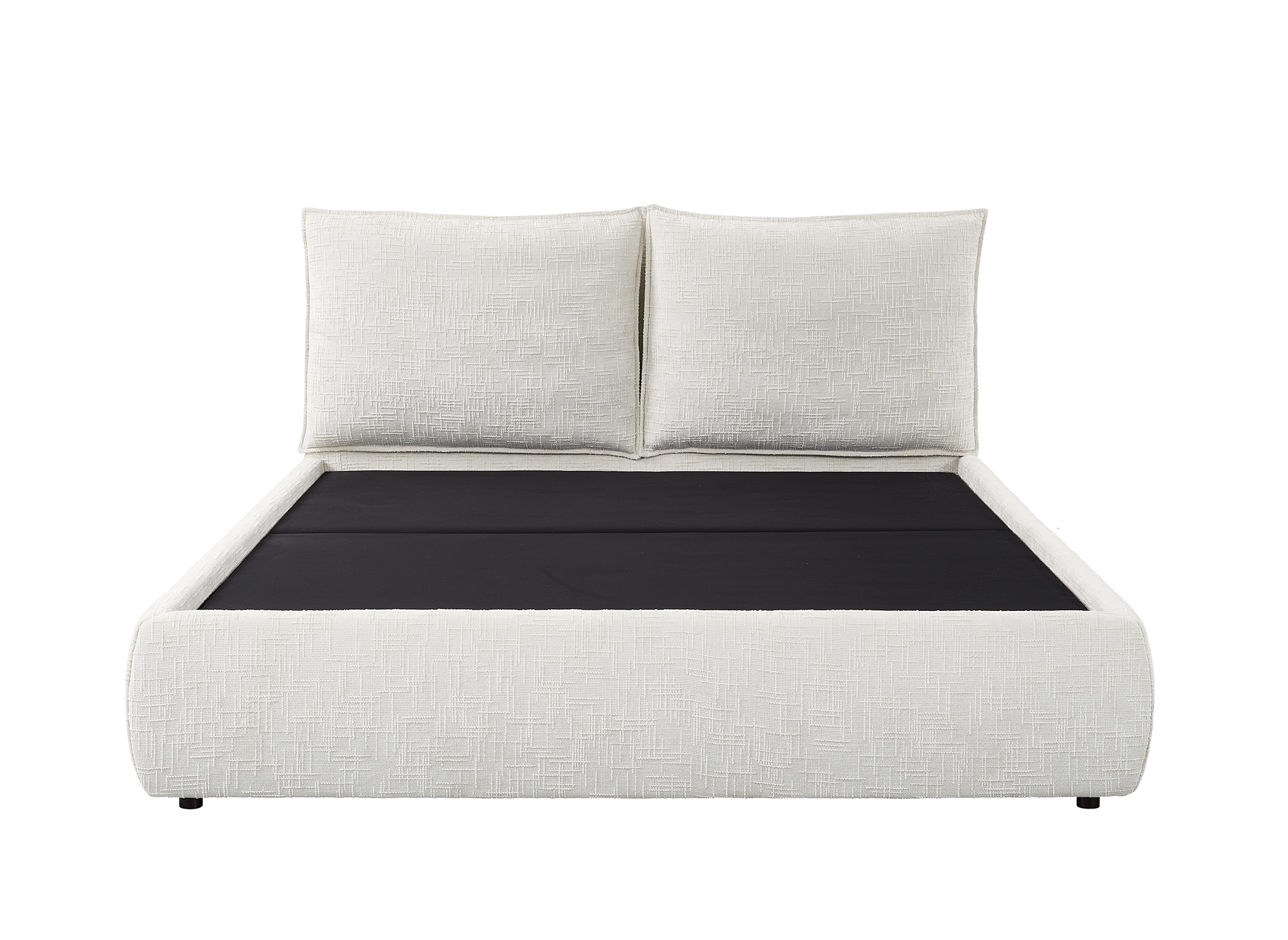 Lit coffre en velours chiné beige 180x200 cm MELY