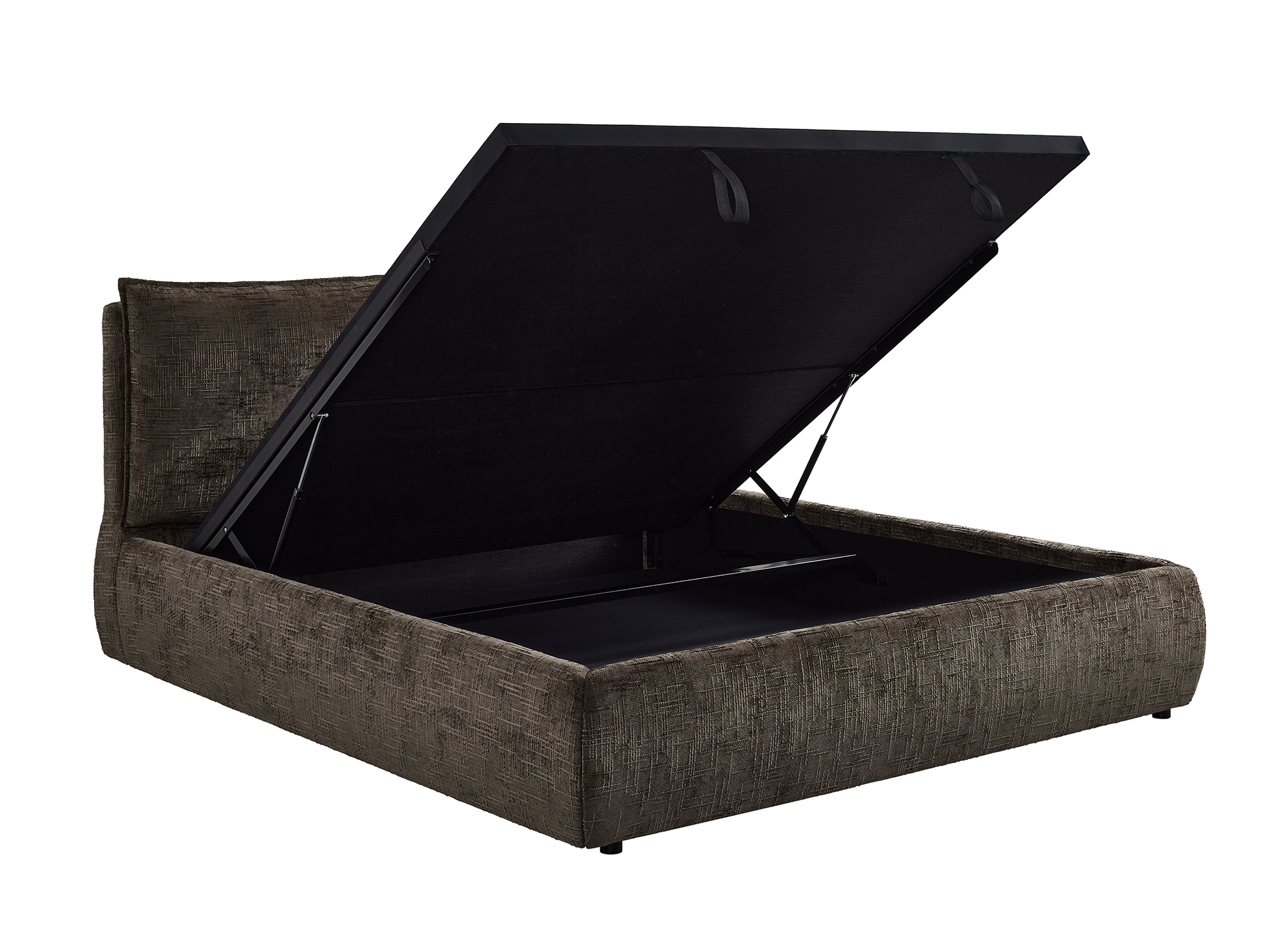 Lit coffre en velours chiné marron 160x200 cm MELY