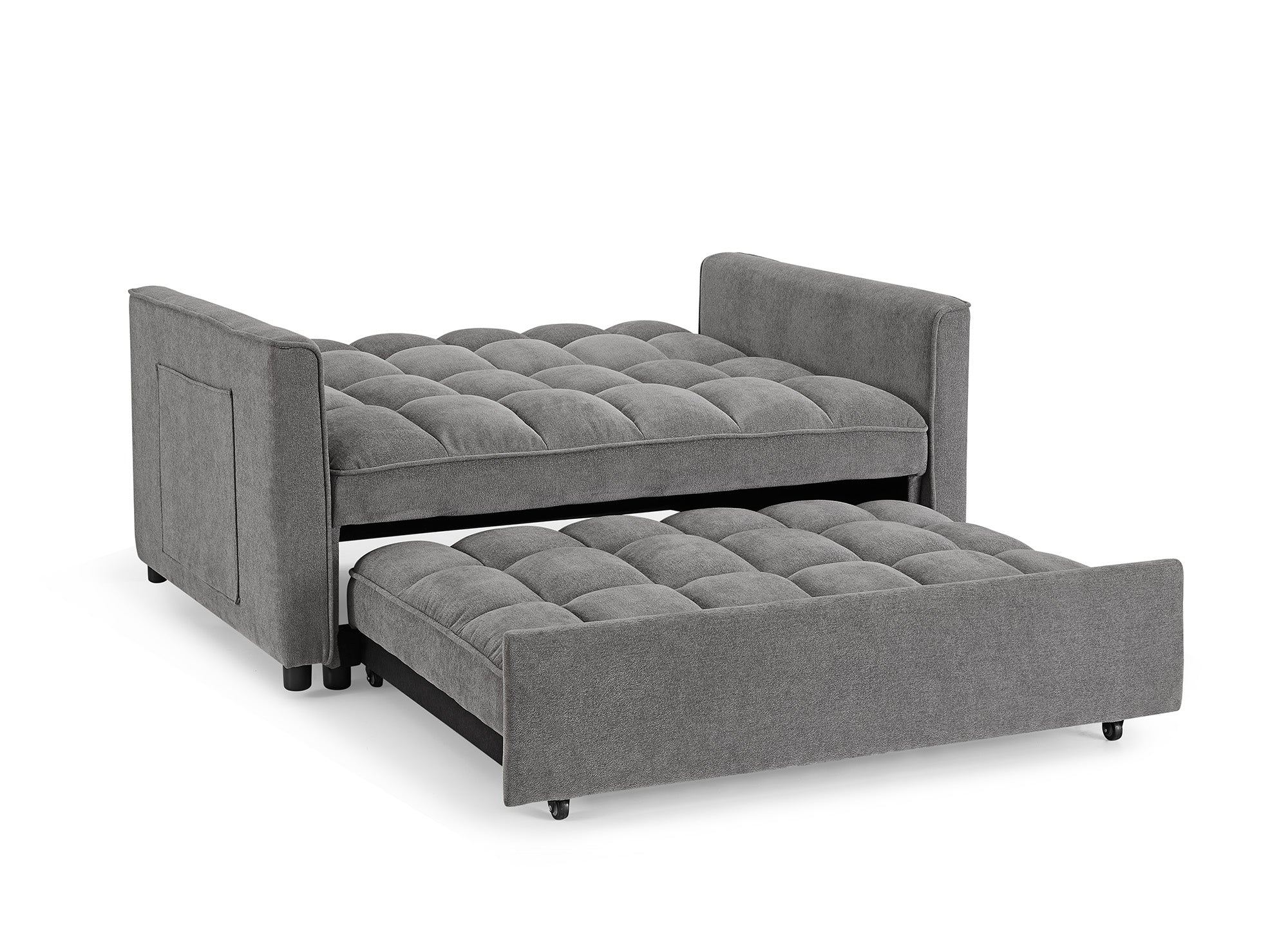 Canapé convertible 2 places en velours texturé gris JASPER