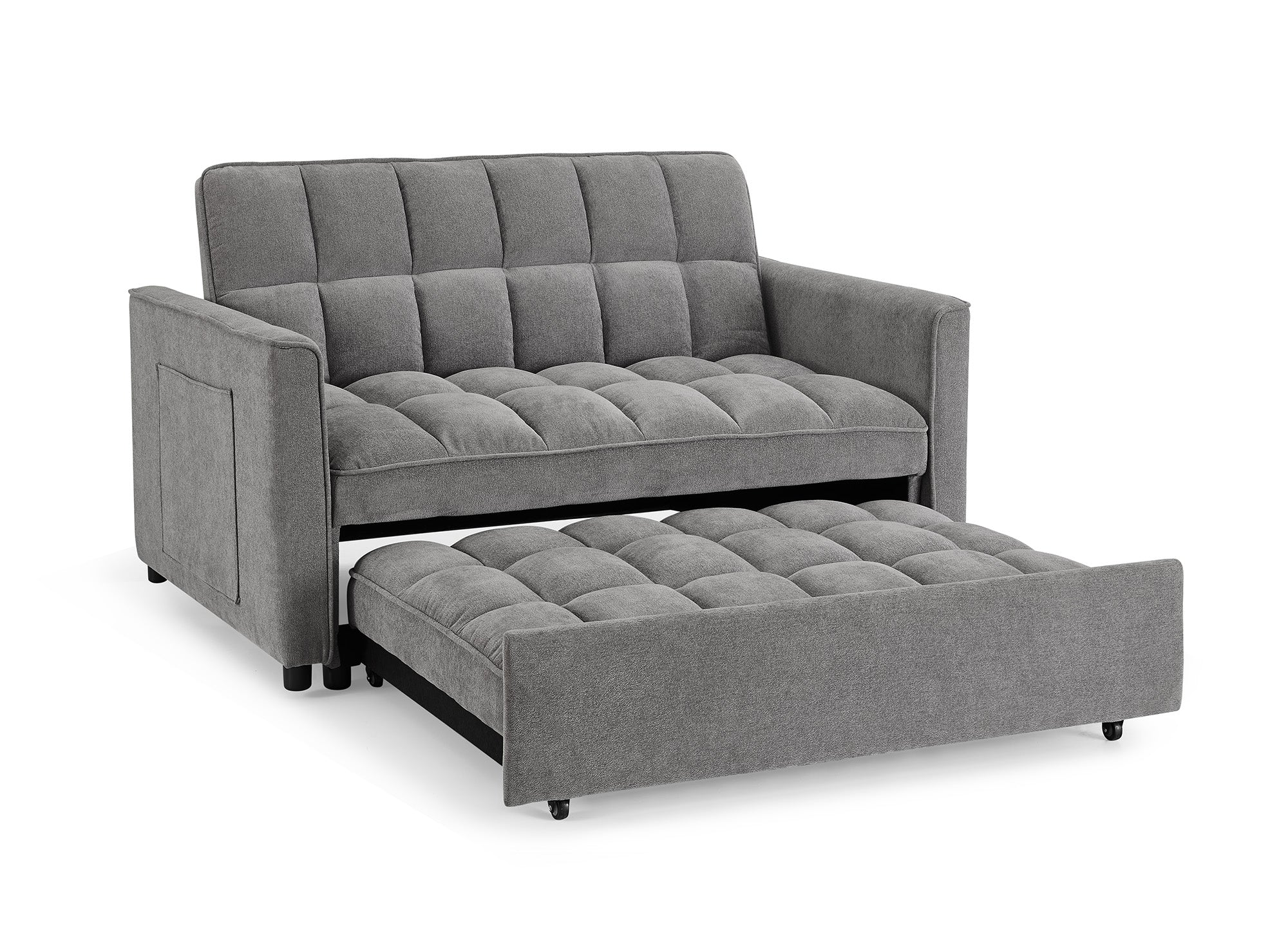 Canapé convertible 2 places en velours texturé gris JASPER