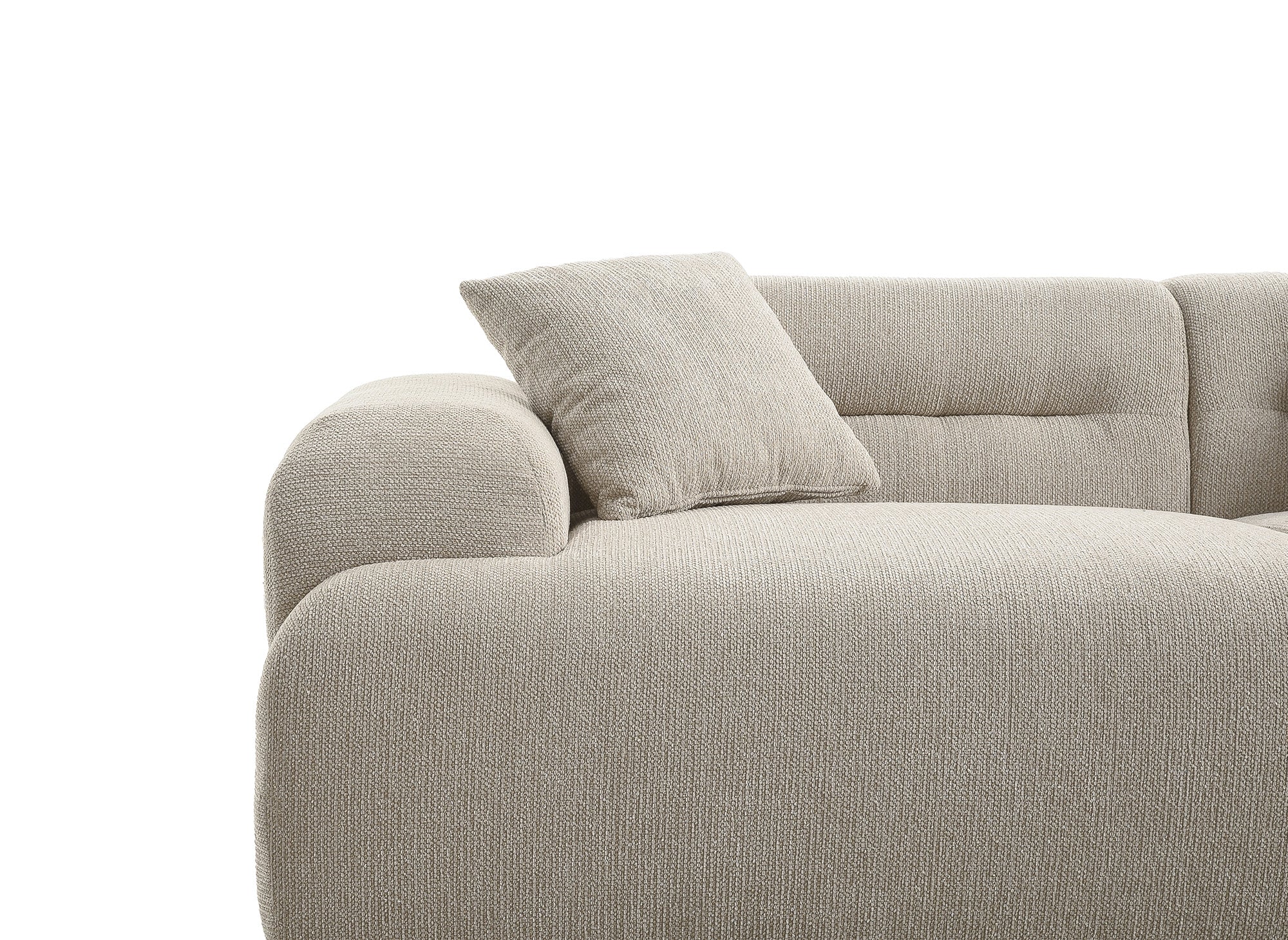 Divano 3 posti + pouf in tessuto strutturato beige SAKURA
