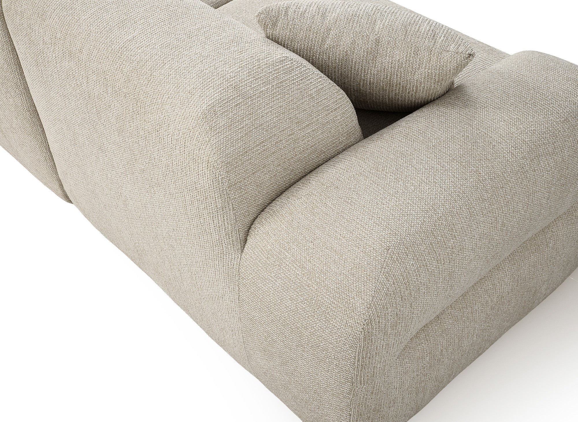 Divano 3 posti + pouf in tessuto strutturato beige SAKURA
