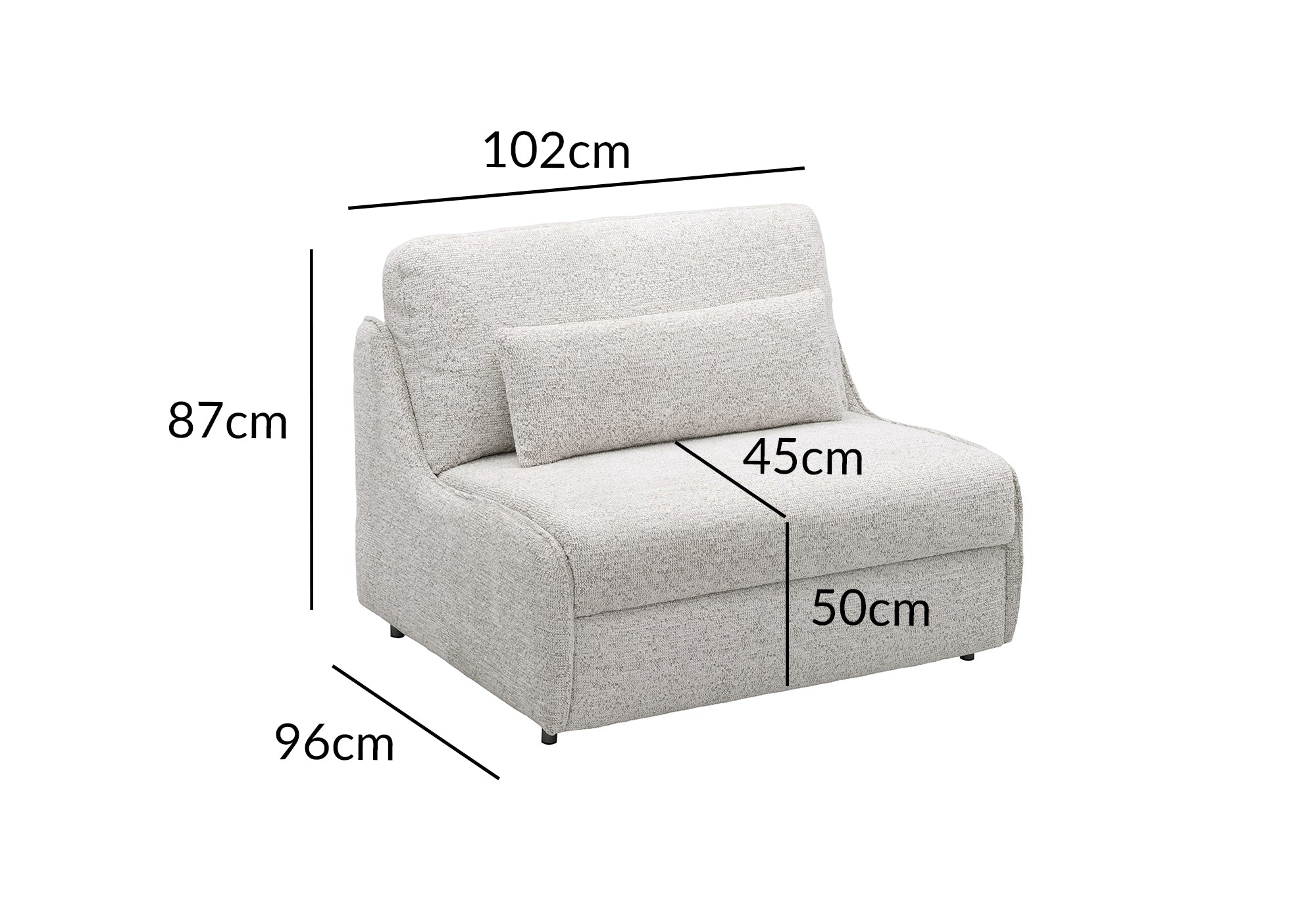 Divano trasformabile Express a 1 posto in tessuto spugna beige IMELDA