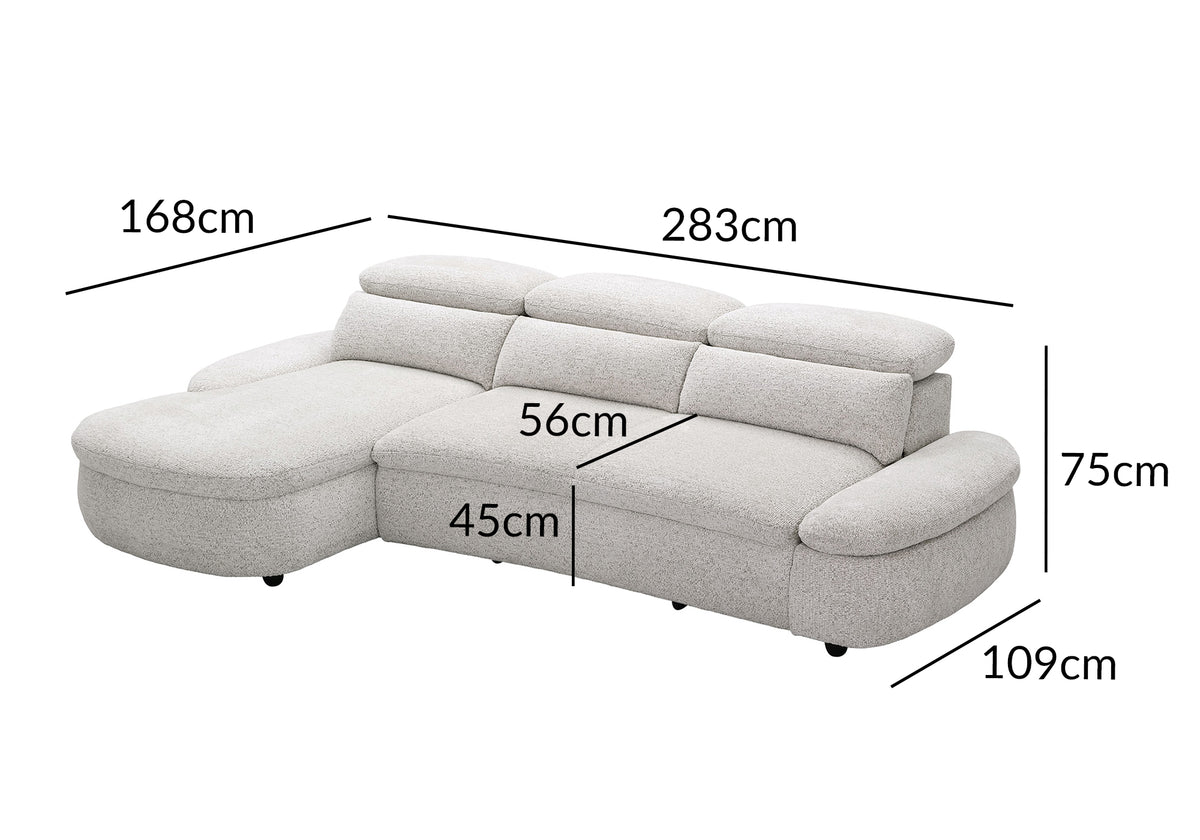 Divano angolare relax elettrico in tessuto spugna beige CLEMENT - Angolo sinistro