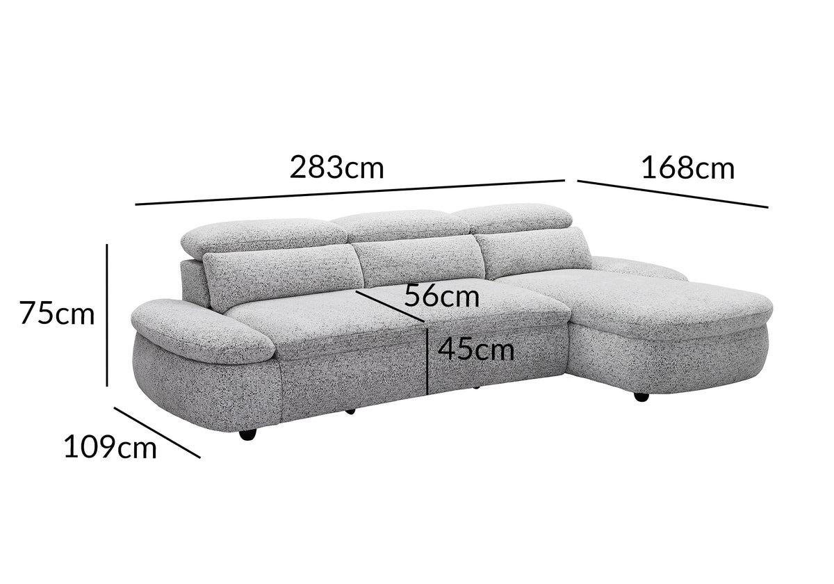 Divano angolare relax elettrico in tessuto spugna grigio CLEMENT - Angolo retto