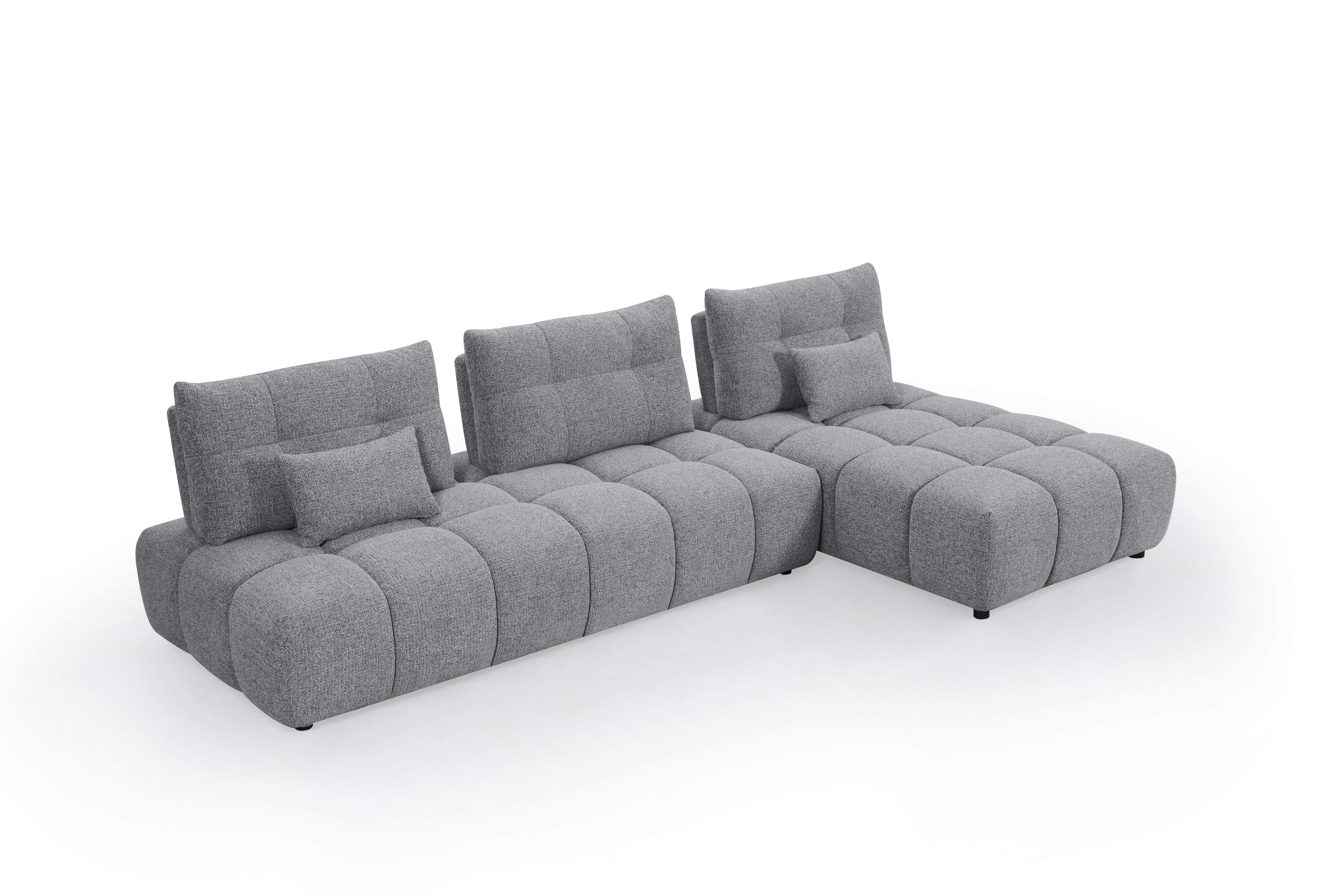 Canapé d'angle réversible en velours texturé gris ALANA