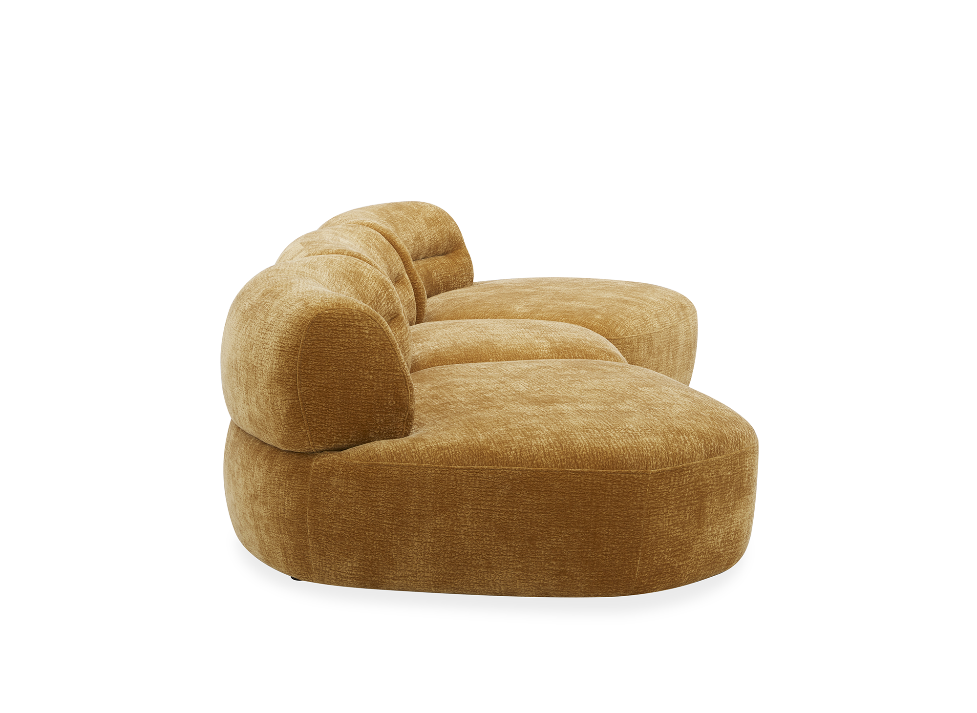 Canapé droit 5 places en velours tissé moutarde IMENIA