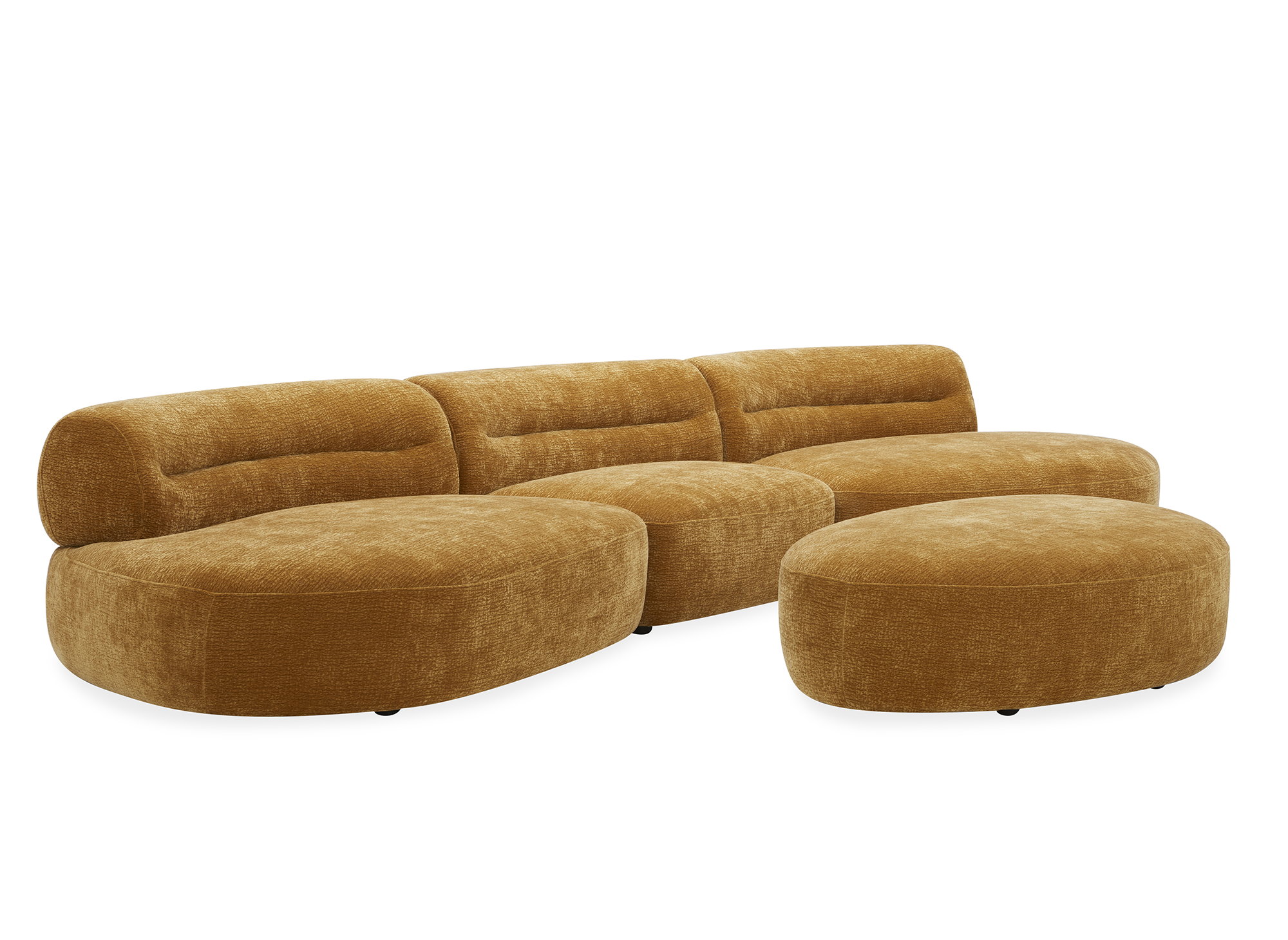 Pouf en velours tissé moutarde IMENIA