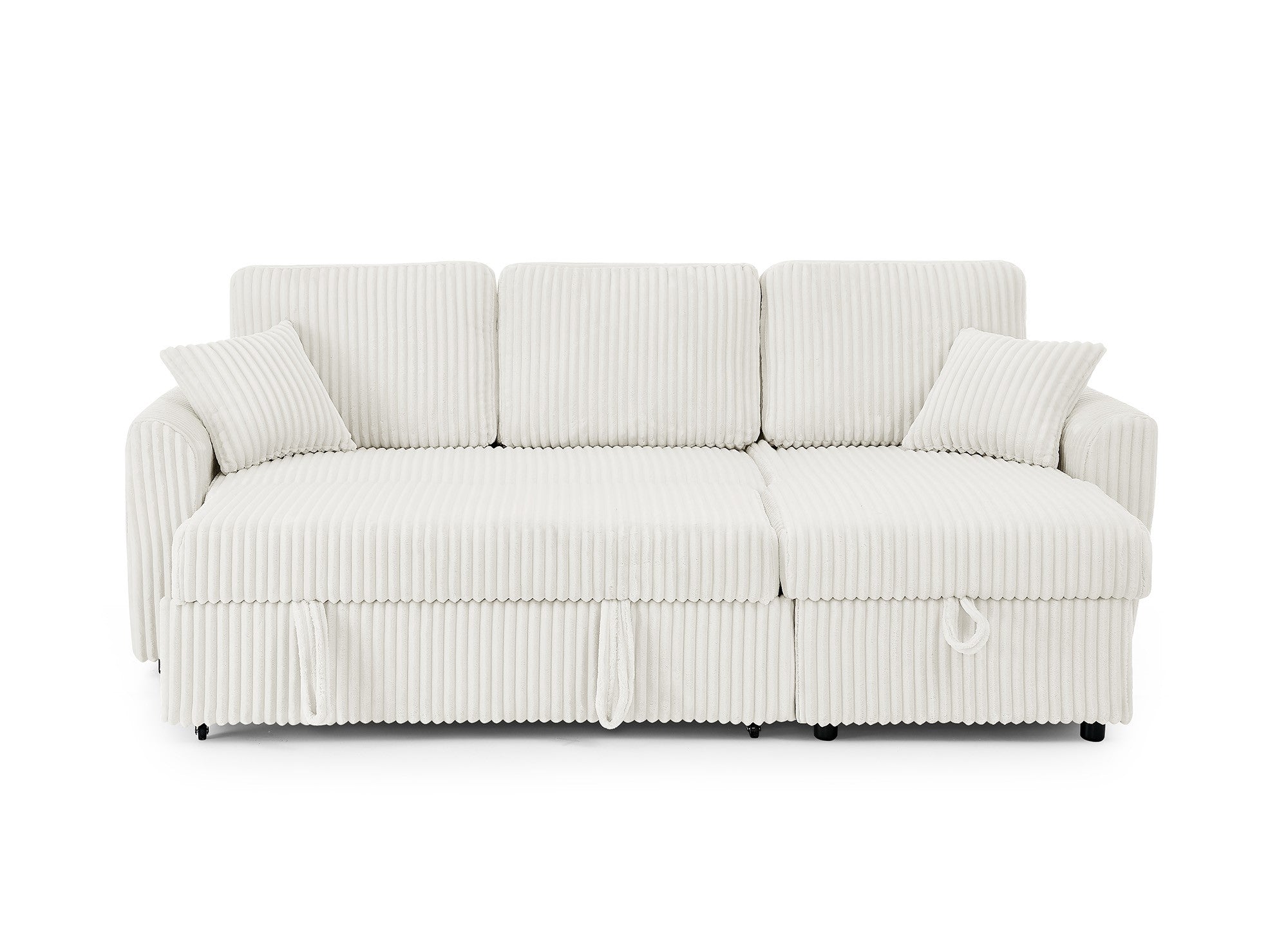 Canapé d'angle convertible et réversible avec coffre en velours côtelé épais beige ADRYEN