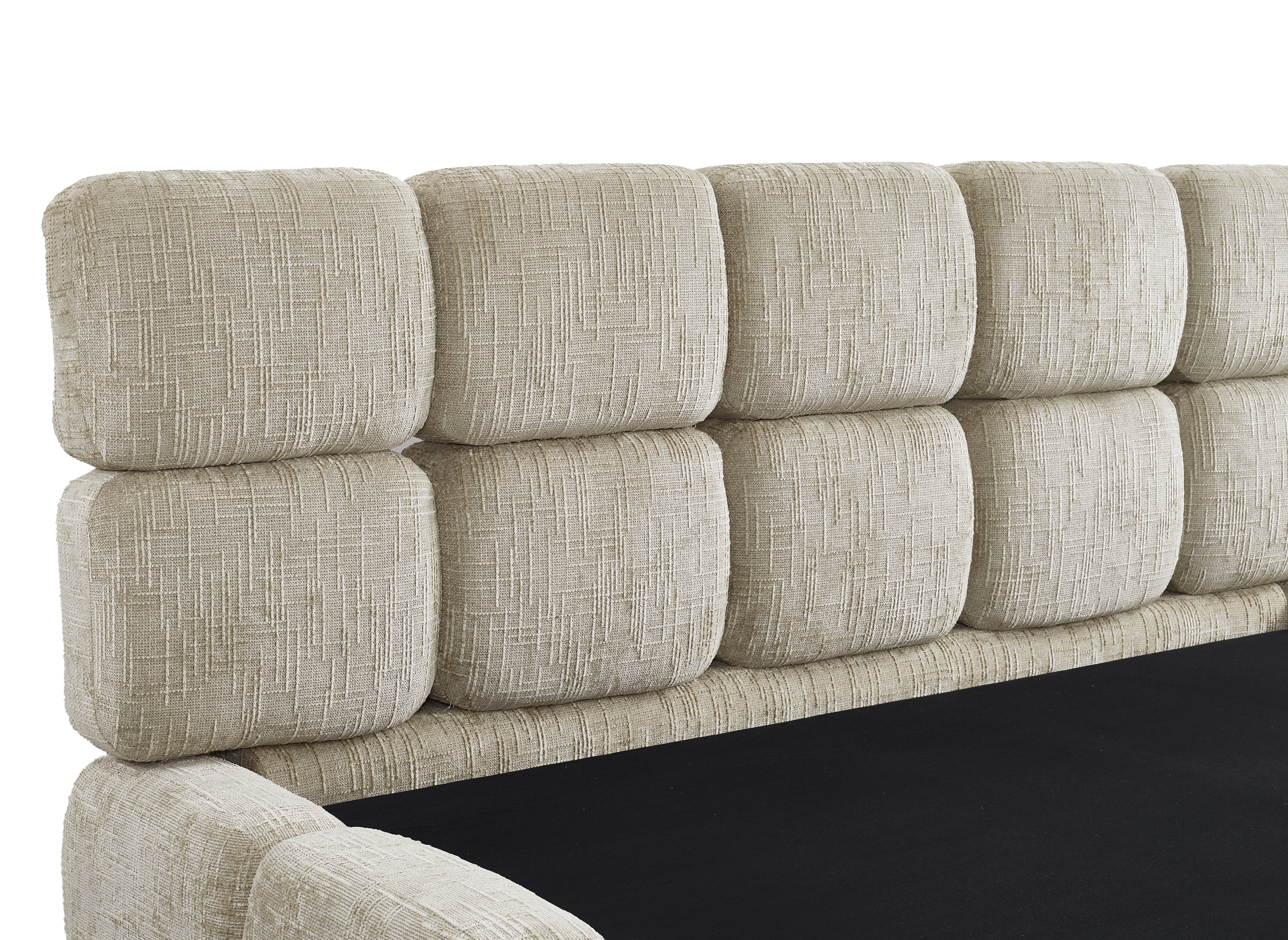 Lit coffre en velours chiné taupe 180x200 cm BUBBLE