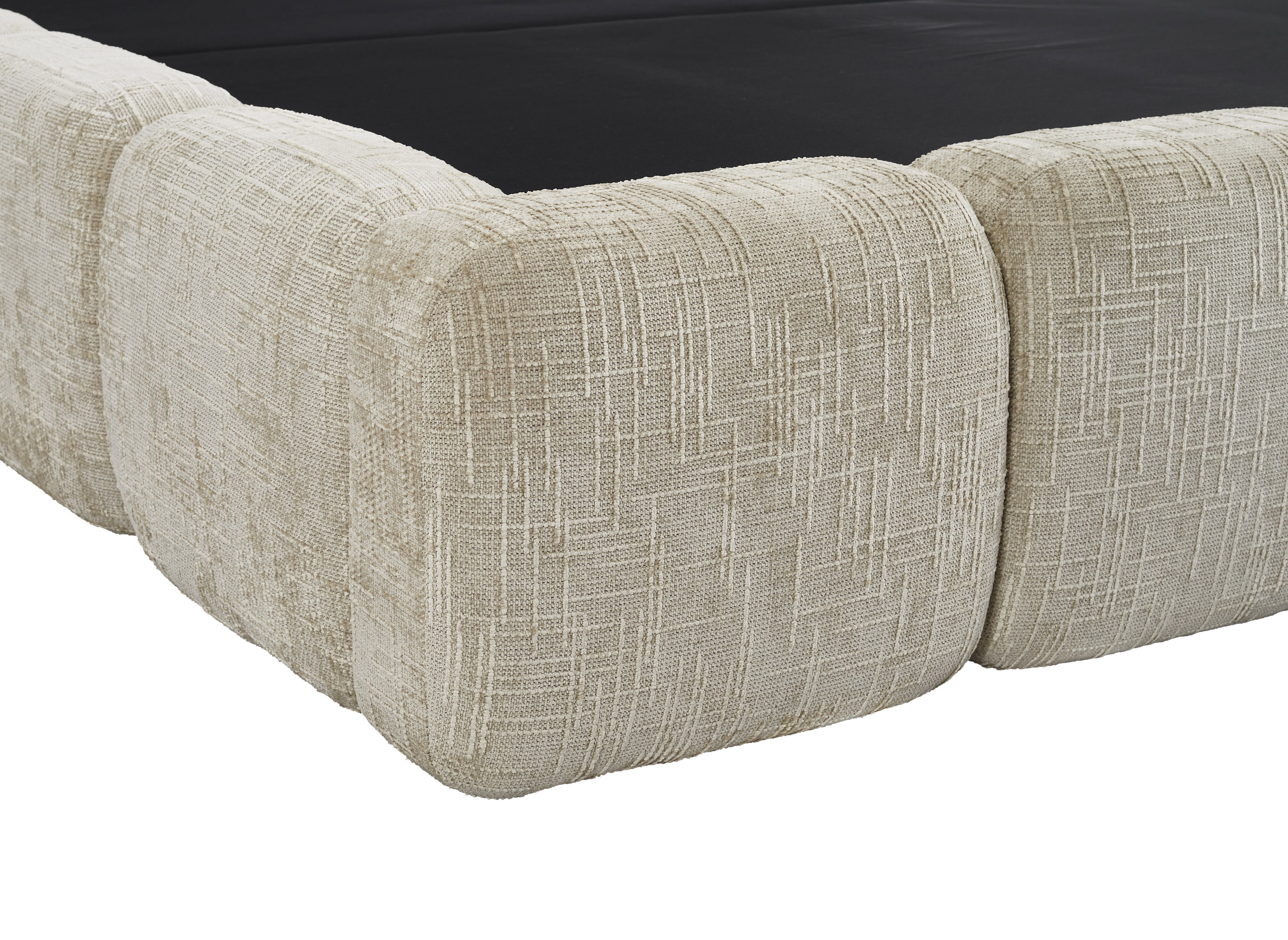 Lit coffre en velours chiné taupe 180x200 cm BUBBLE