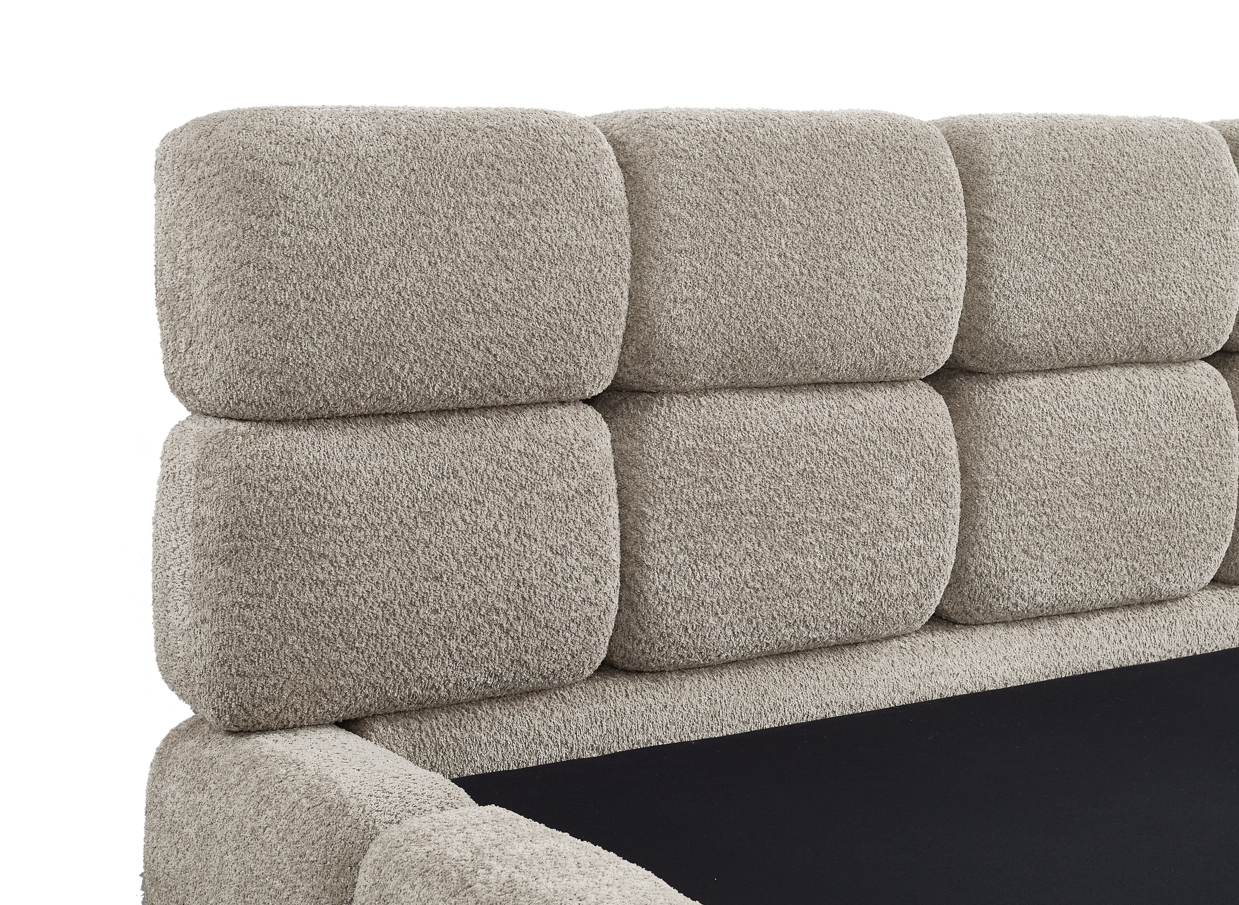 Lit coffre en tissu bouclette taupe 160x200 cm BUBBLE