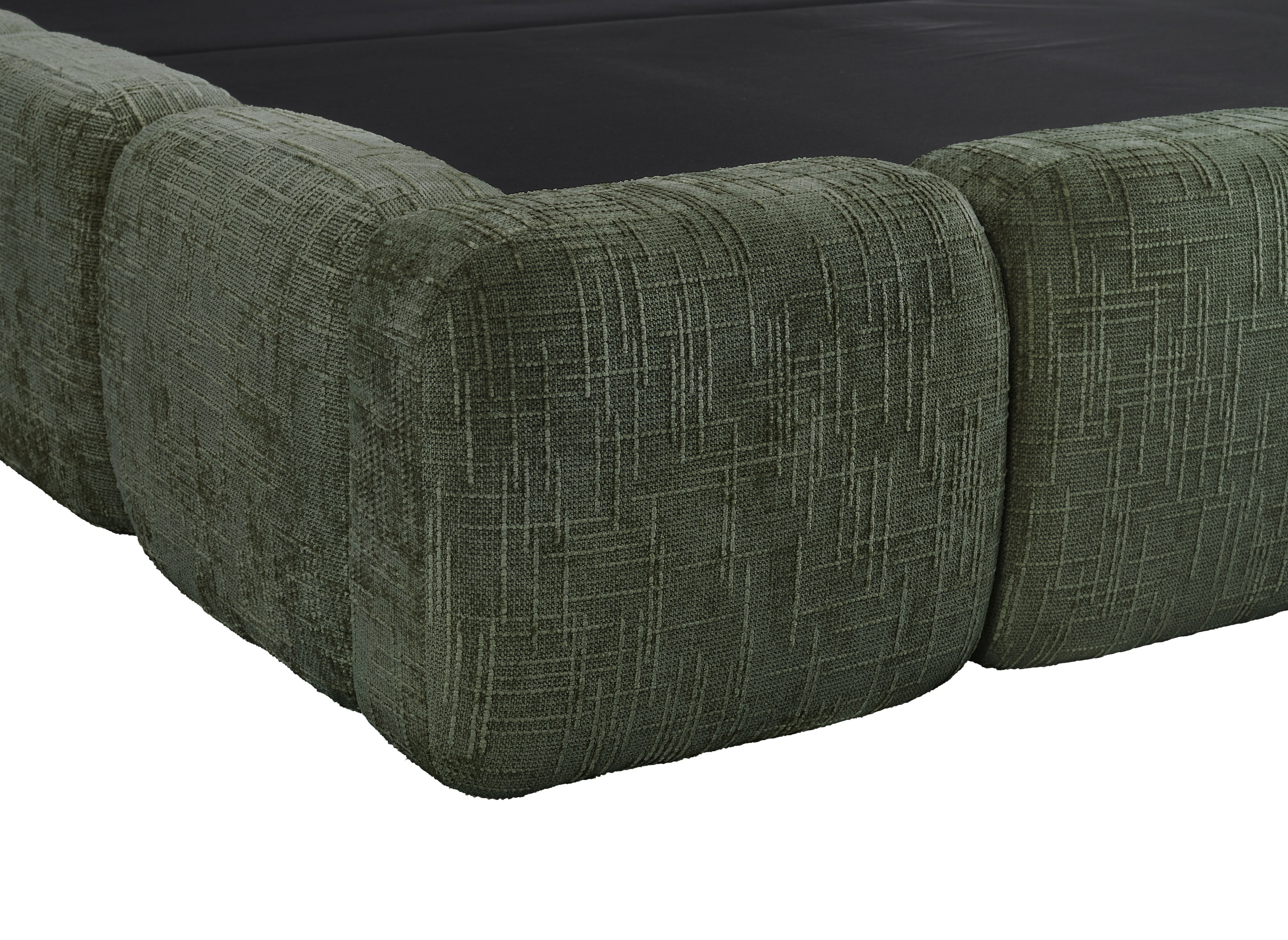 Lit coffre en velours chiné vert olive 180x200 cm BUBBLE