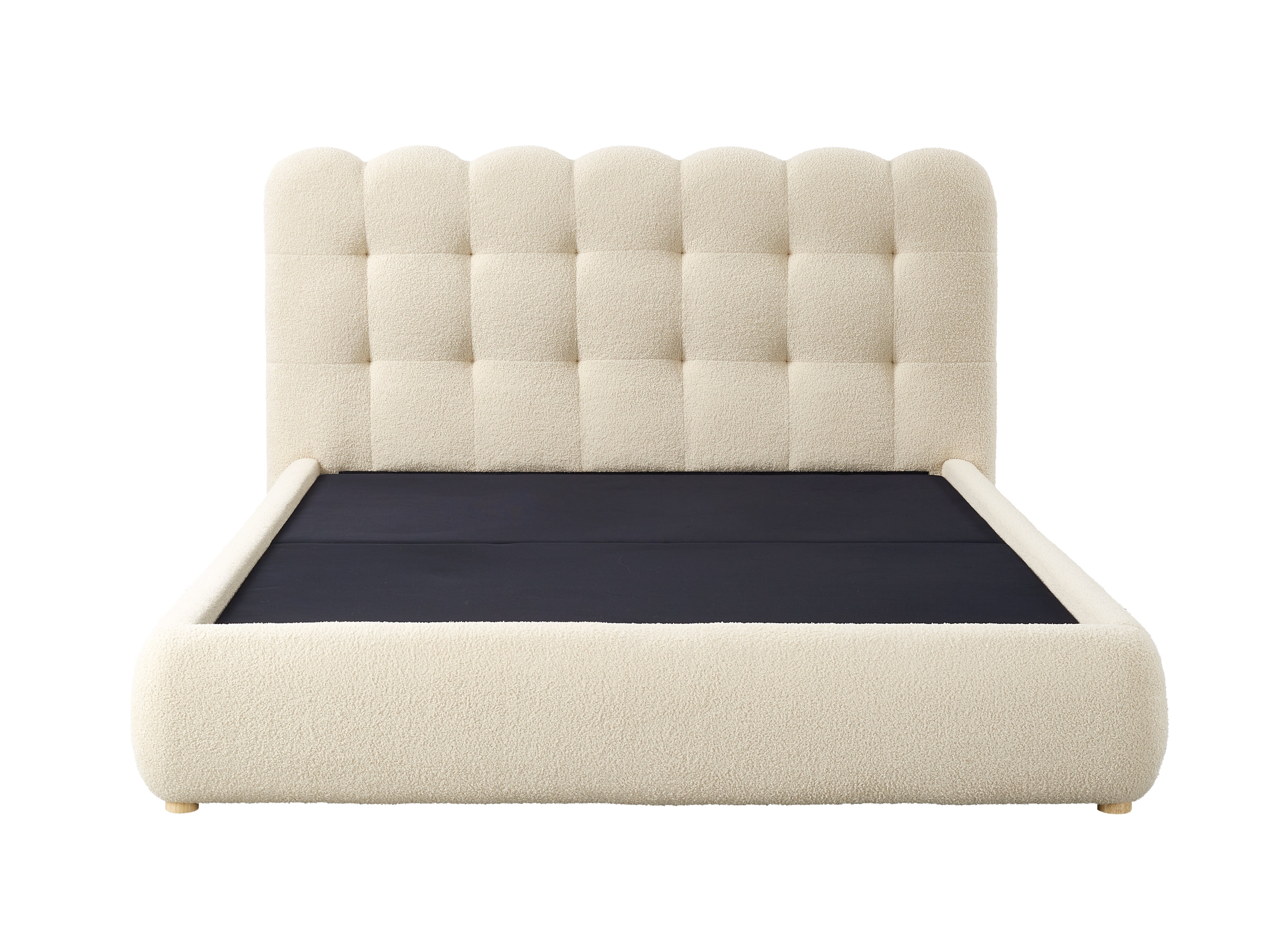 Lit coffre en tissu bouclette beige 160x200 cm BISCUIT